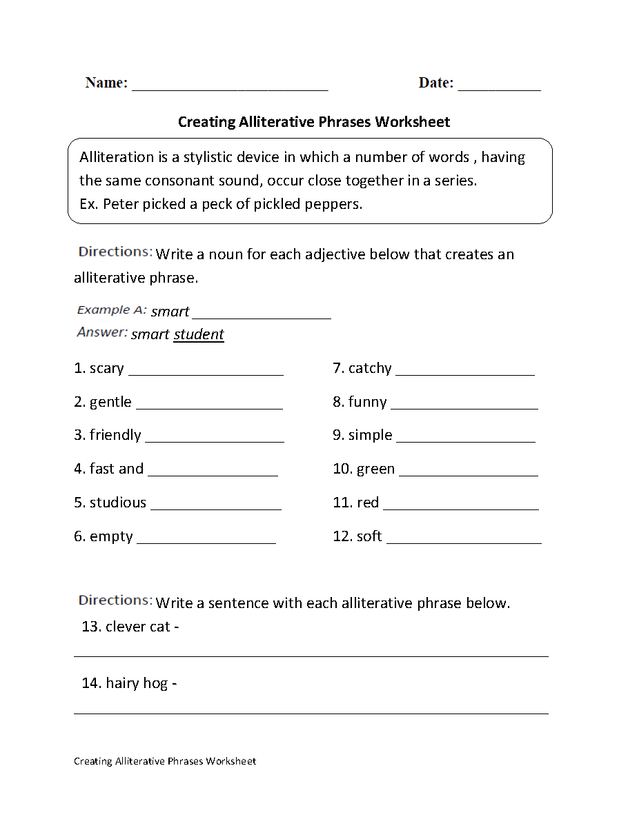 Alliteration Worksheets Is It Alliteration Or Not Worksheet