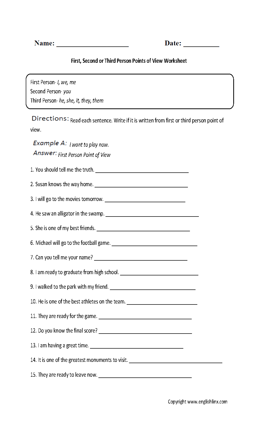 Englishlinx Point Of View Worksheets Free 1st And 3rd Person Worksheet Download Free 1st And 3rd Person Worksheet Png Images Free Worksheets On Clipart Library