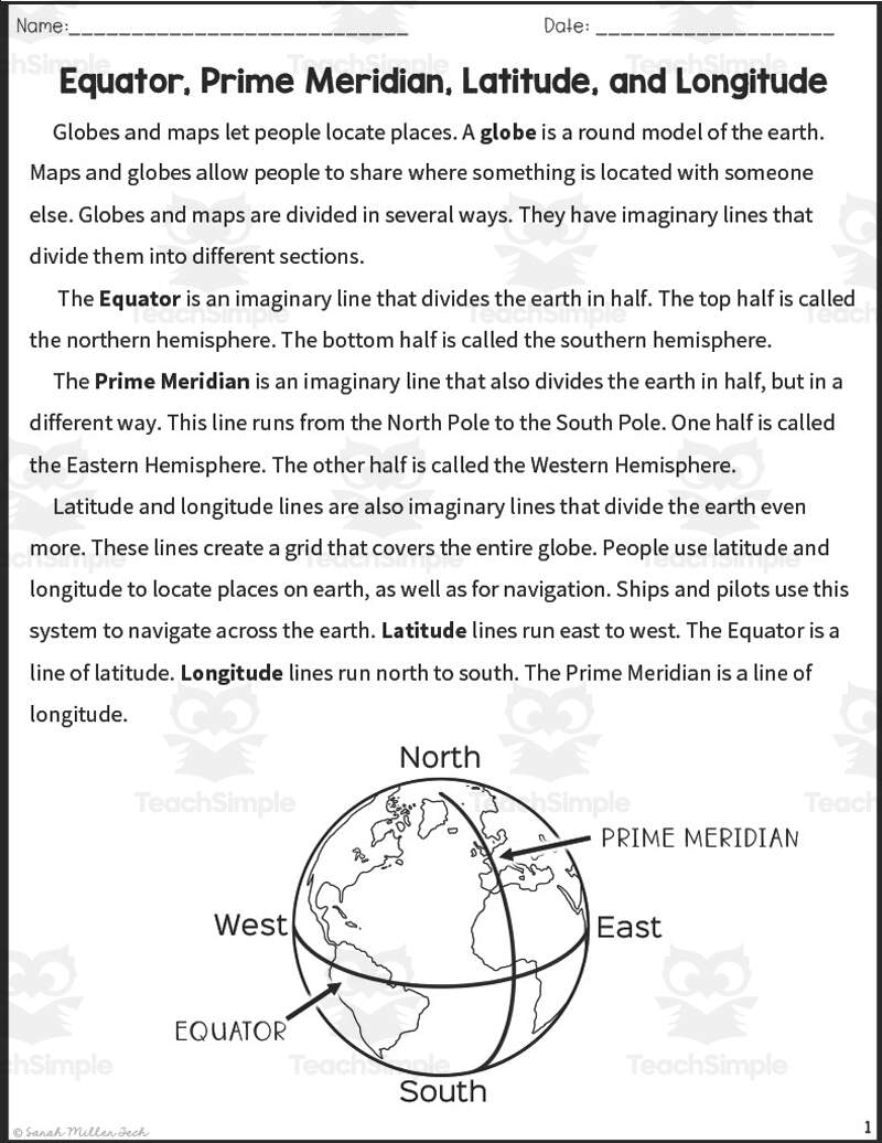 Equator And Prime Meridian Reading Packet By Teach Simple Equator And Prime Meridian Reading Packet By Teach Simple