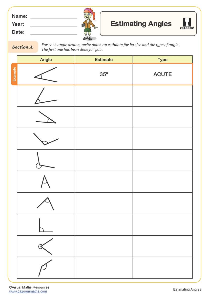Estimating Angles Worksheet Fun And Engaging Year 5 PDF Worksheets