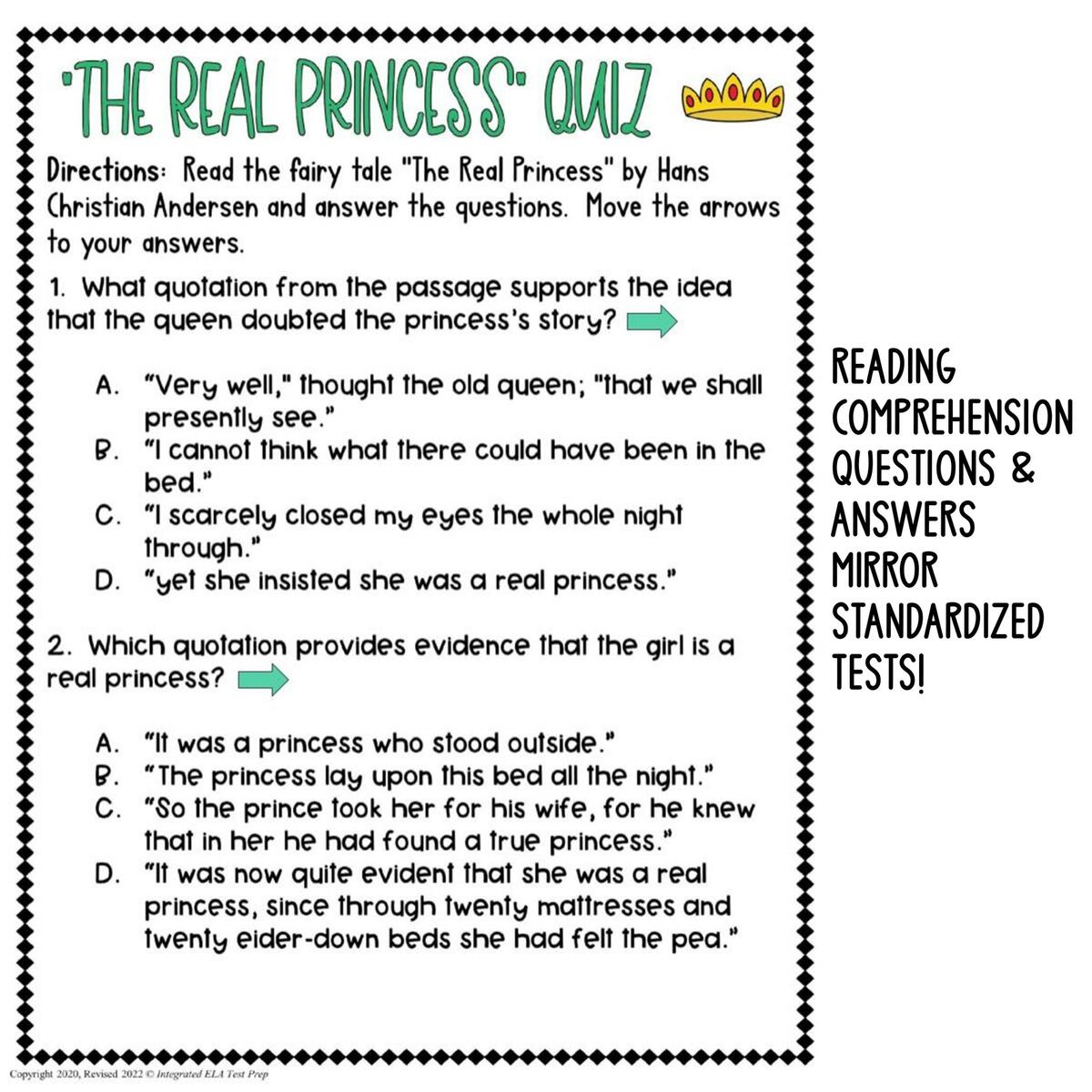 Fairy Tale The Princess And The Pea Activities Reading Passage With Questions Made By Teachers Fairy Tale The Princess And The Pea Activities Reading Passage With Questions Made By Teachers