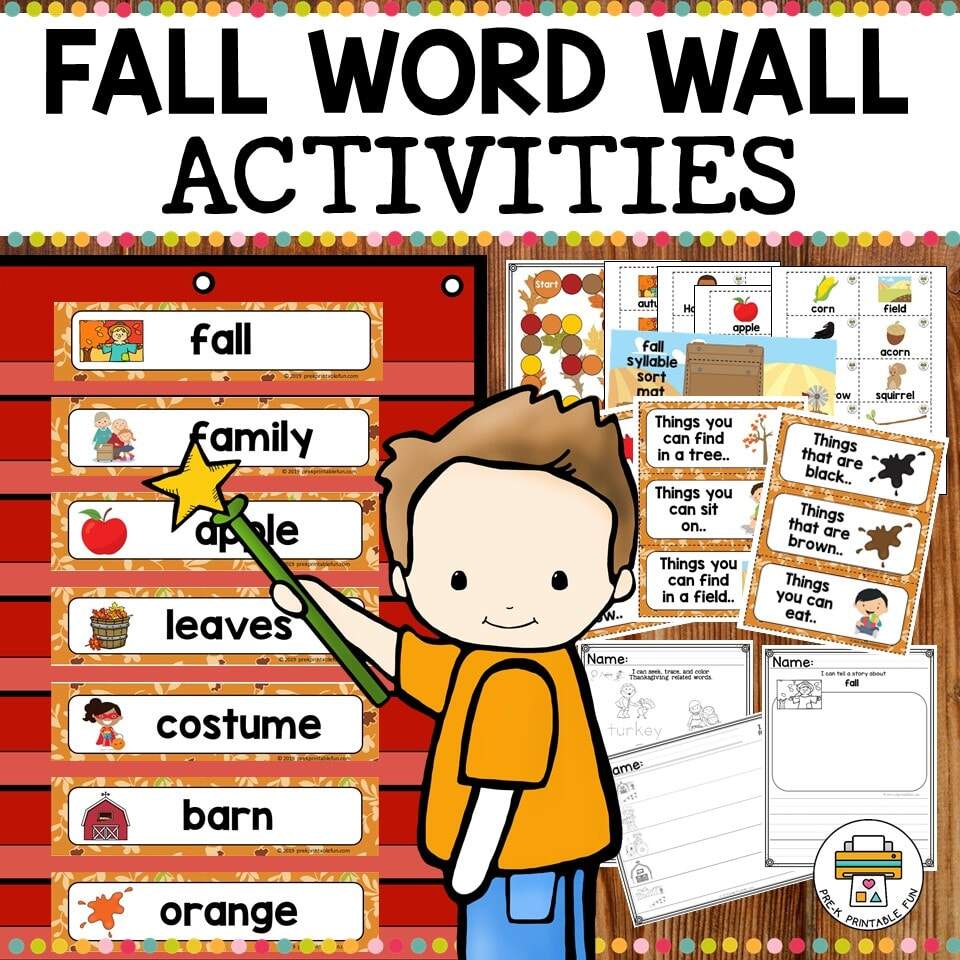 Fall Word Wall Activities Pre K Printable Fun Fall Word Wall Activities Pre K Printable Fun