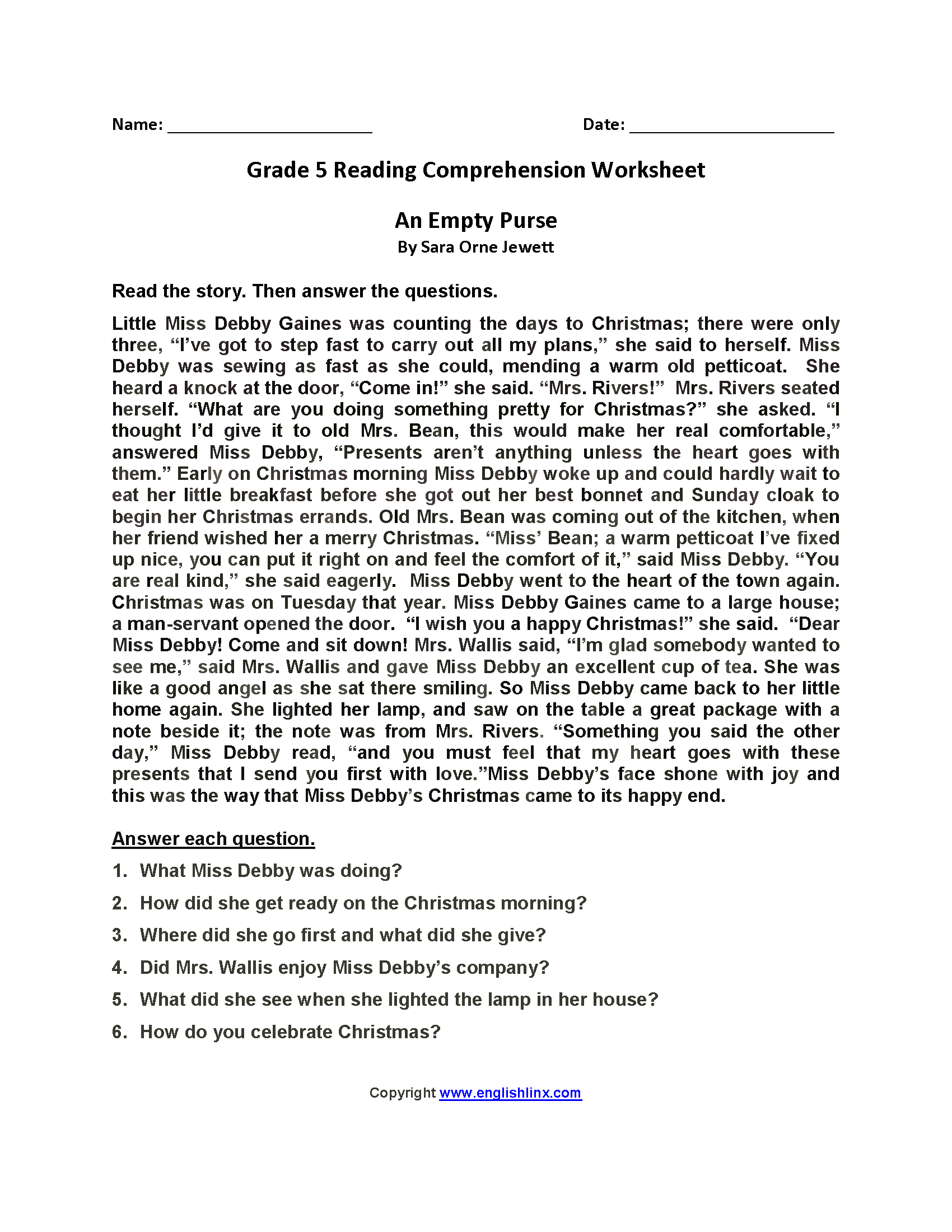 Reading Worksheets For 5th Graders Worksheets Library