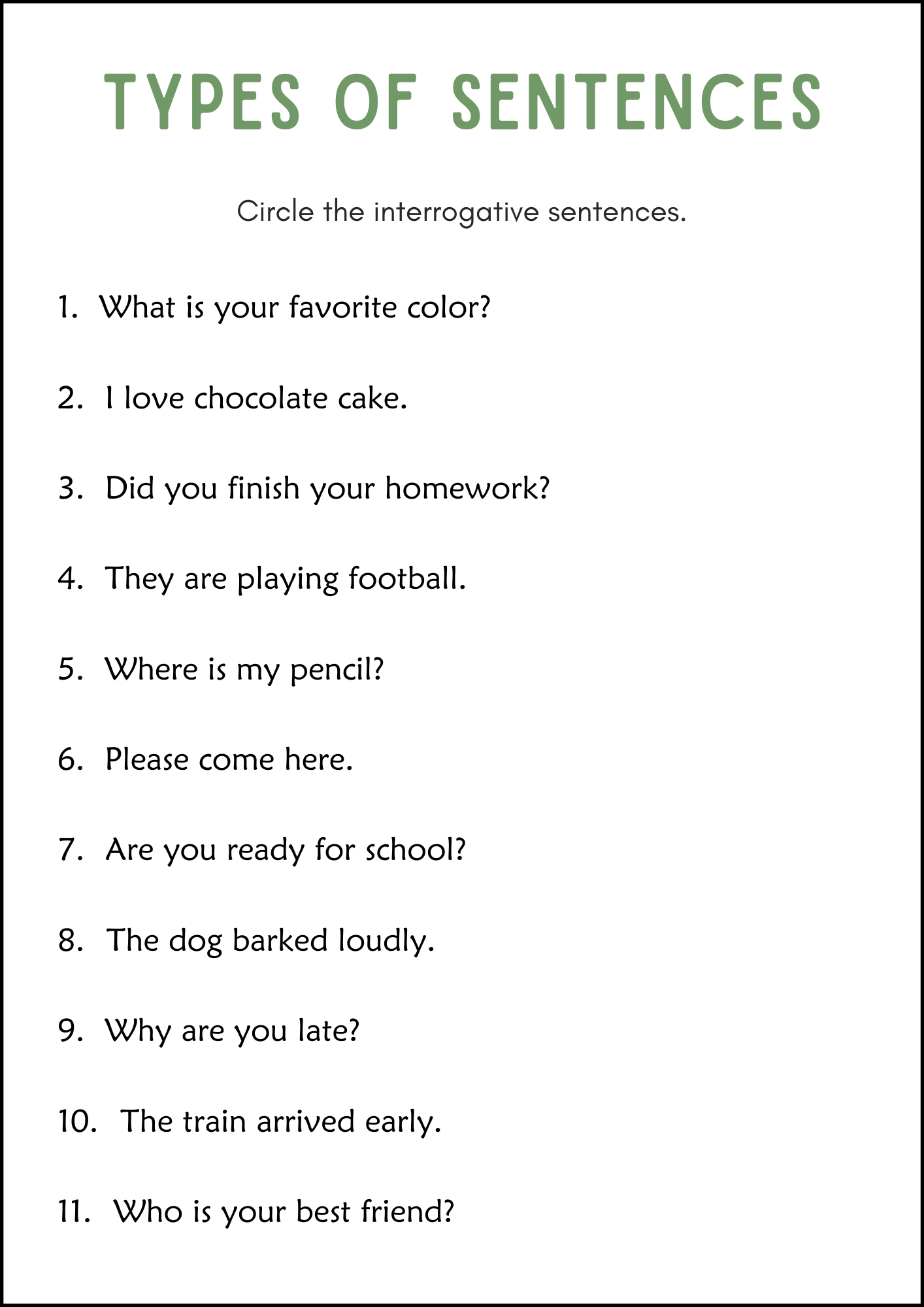 Four Types Of Sentences Grammar Worksheets Declarative Interrogative Imperative Exclamatory Made By Teachers Four Types Of Sentences Grammar Worksheets Declarative Interrogative Imperative Exclamatory Made By Teachers