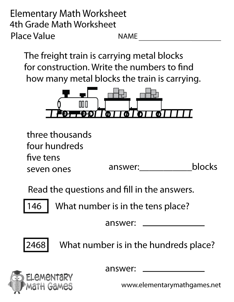 4th Grade Place Value Worksheets