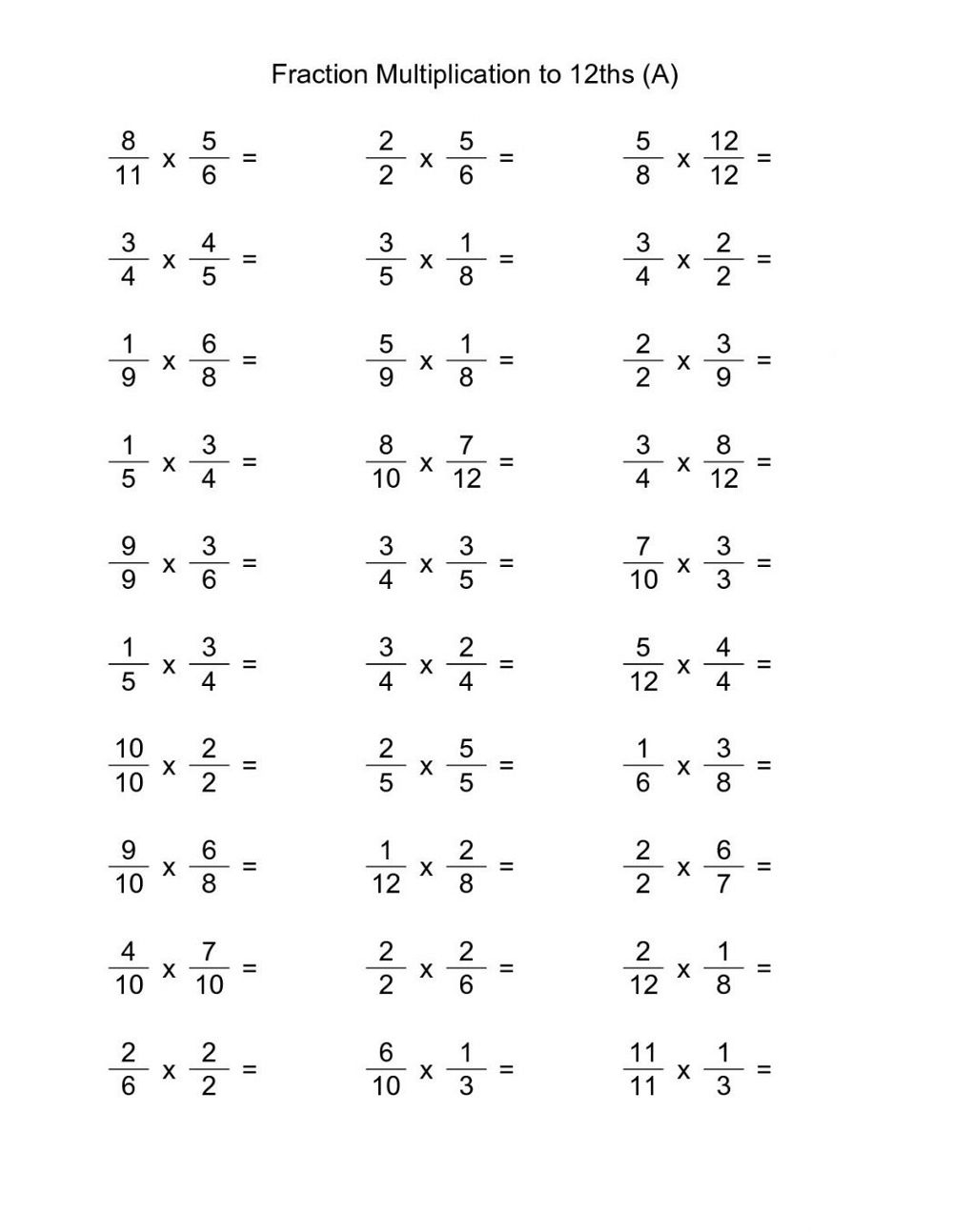 Fraction Multiplications 6th Grade Math Worksheets Worsheets Library Worksheets Library