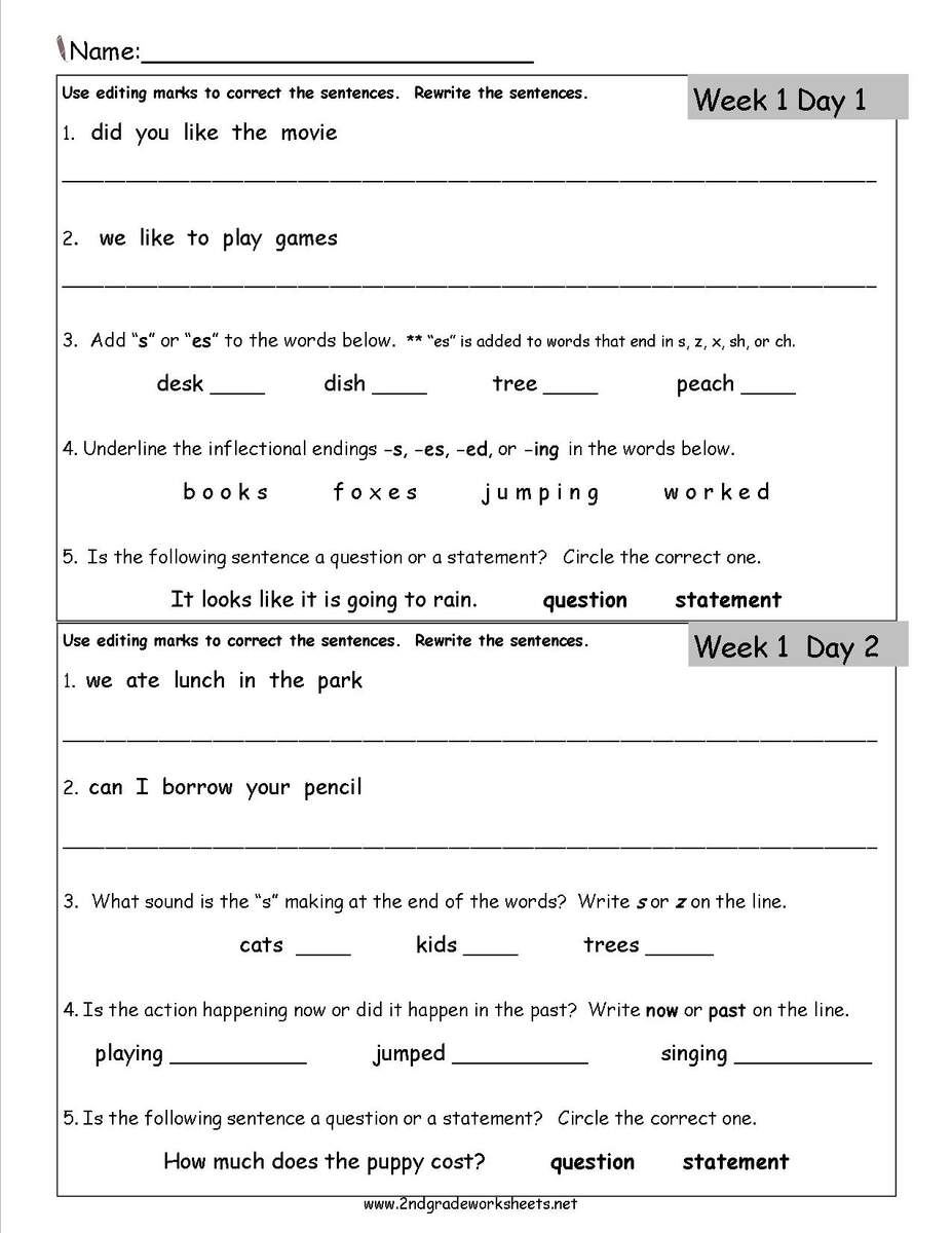 Free 2nd Grade Daily Language Worksheets 12 English Worksheets For Grade 2 Free PDF At Worksheeto