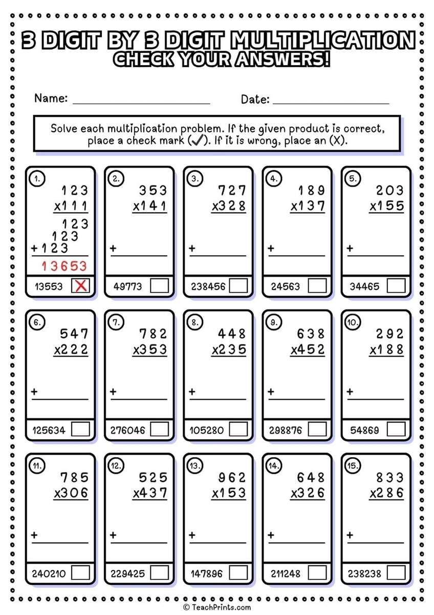 Multiplying With 3 Digit Numbers Printable Multiplication Worksheets