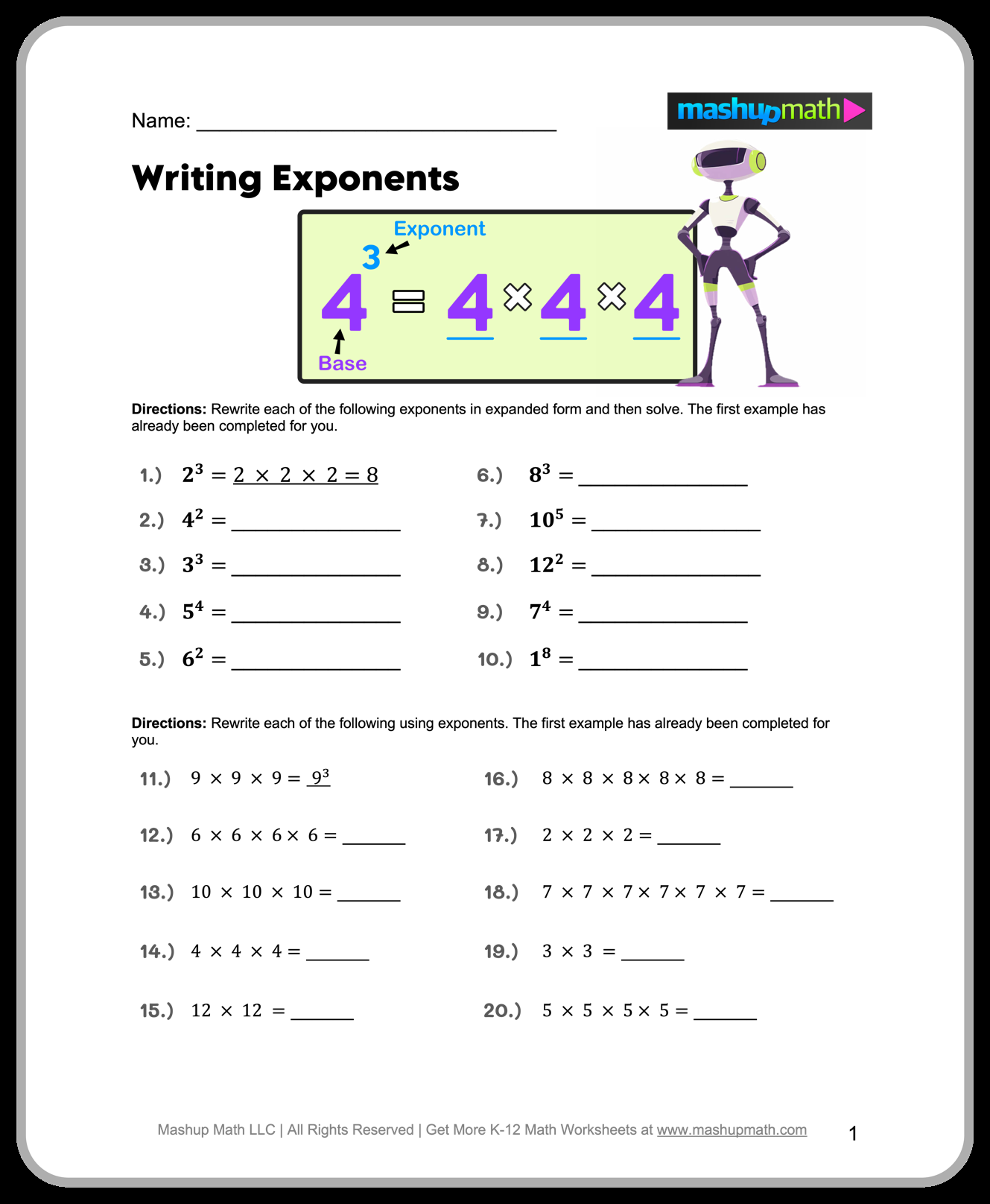 Free 6th Grade Math Worksheets Printable W Answers Mashup Math