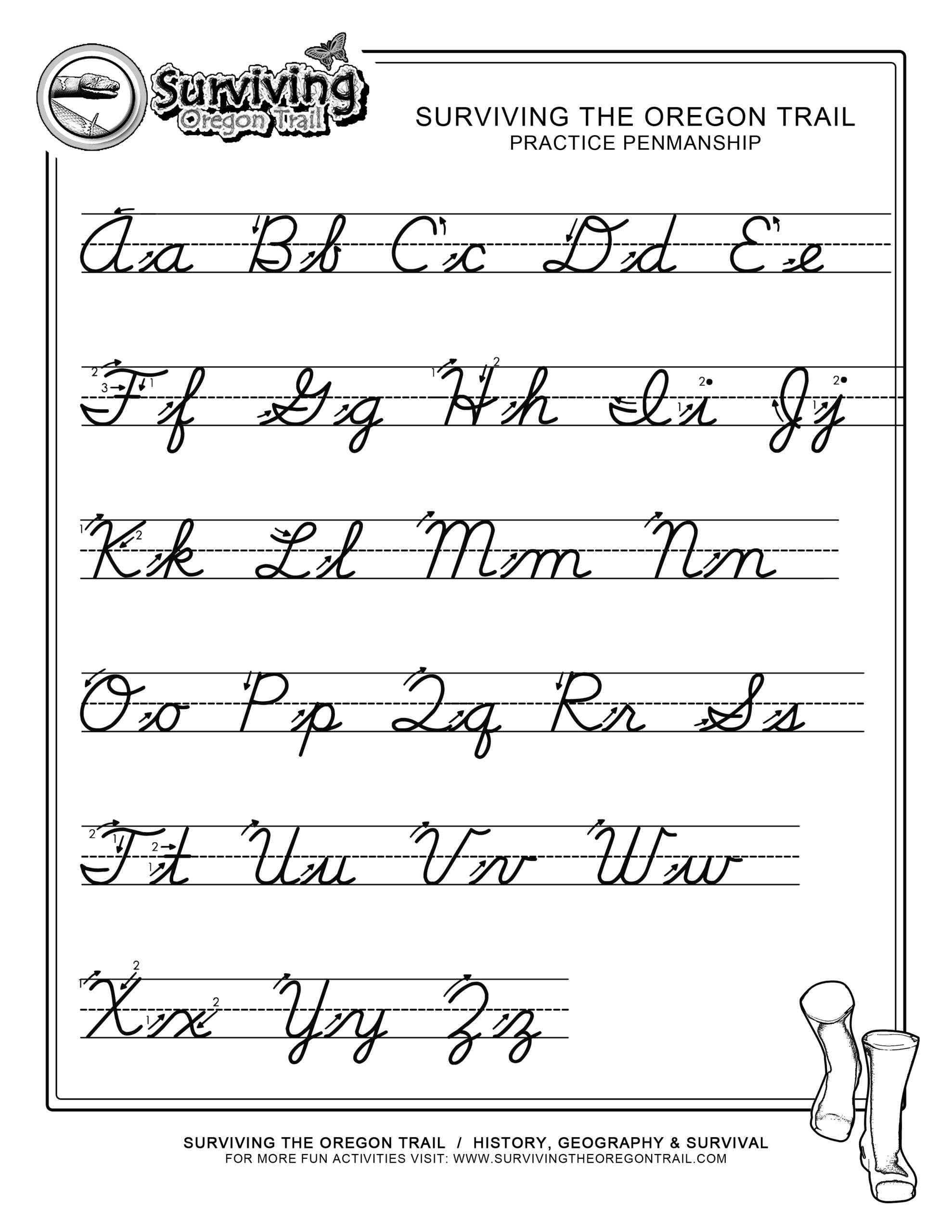 FREE ABC S Cursive Worksheet X Large Surviving The Oregon Trail FREE ABC S Cursive Worksheet X Large Surviving The Oregon Trail