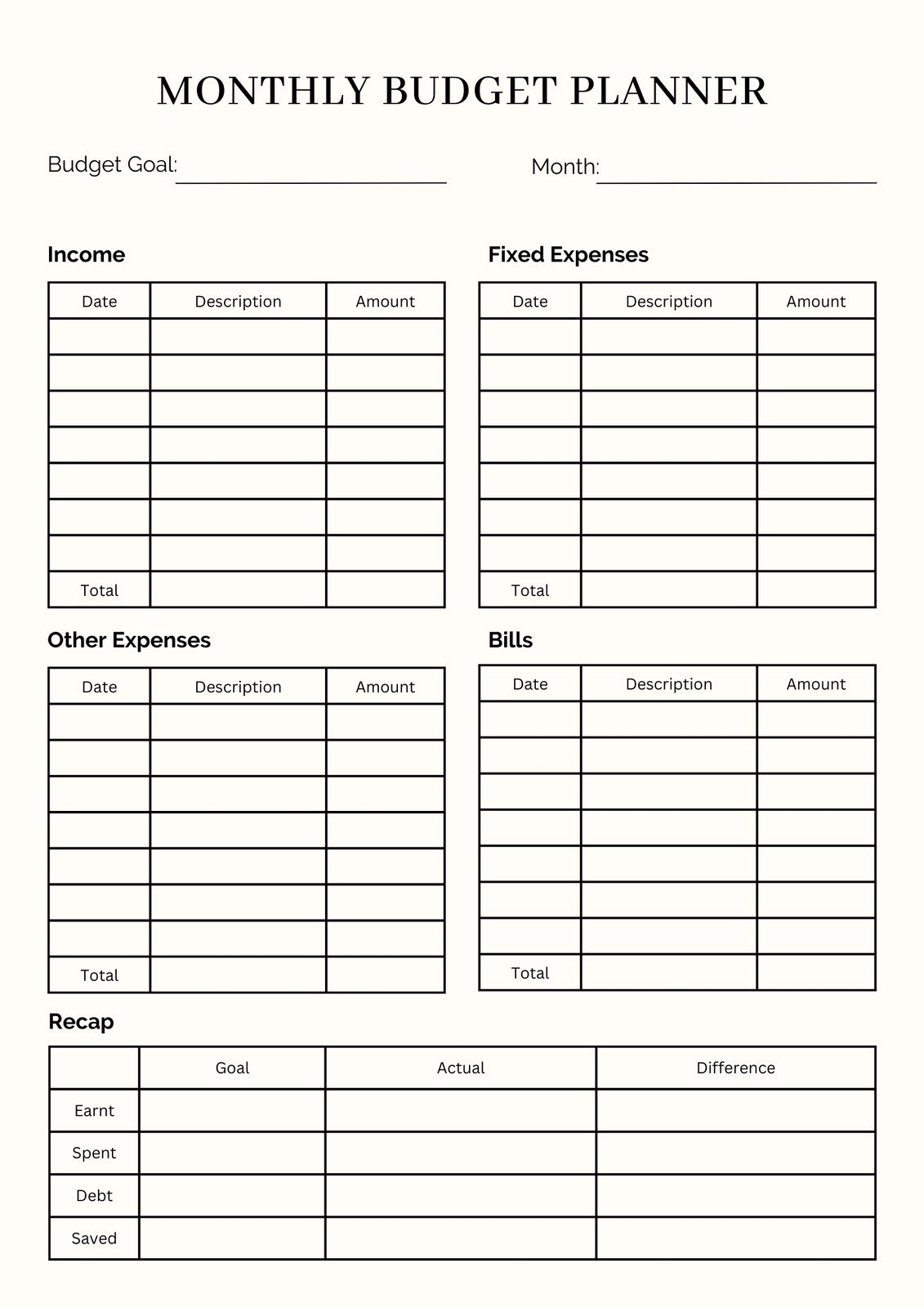 Free Printable Budget Worksheets For Family Finances