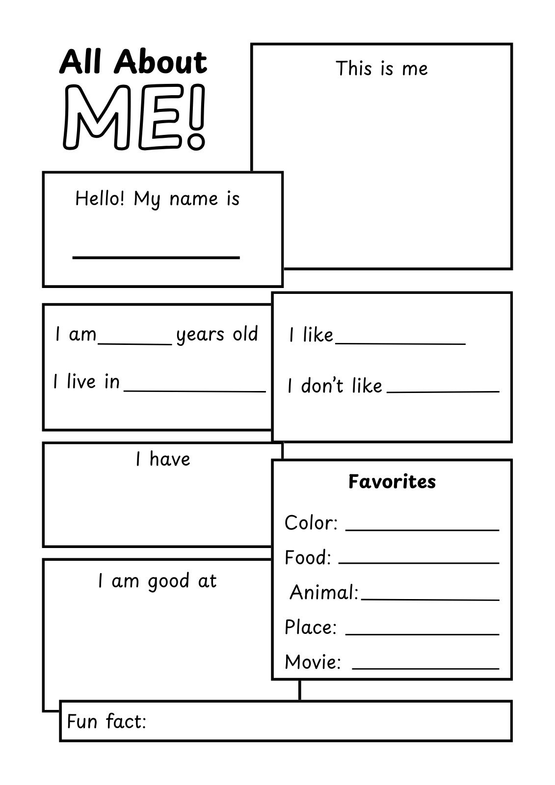 Free And Printable All About Me Worksheet Templates Canva Free Custom Printable Worksheets For Teachers Canva