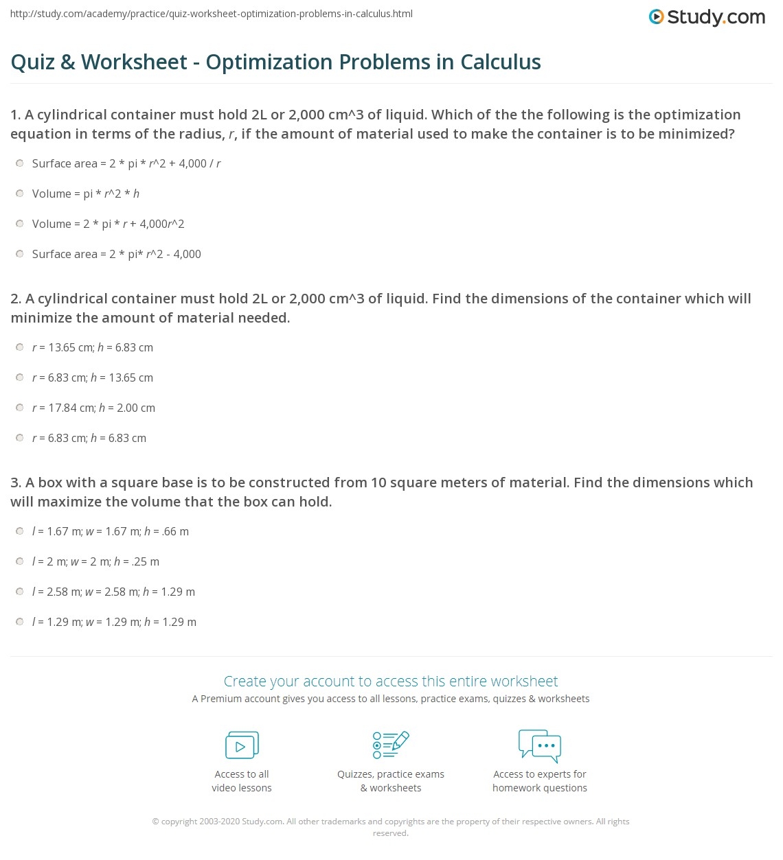 Free Calculus Optimization Worksheet Download Free Calculus Optimization Worksheet Png Images Free Worksheets On Clipart Library
