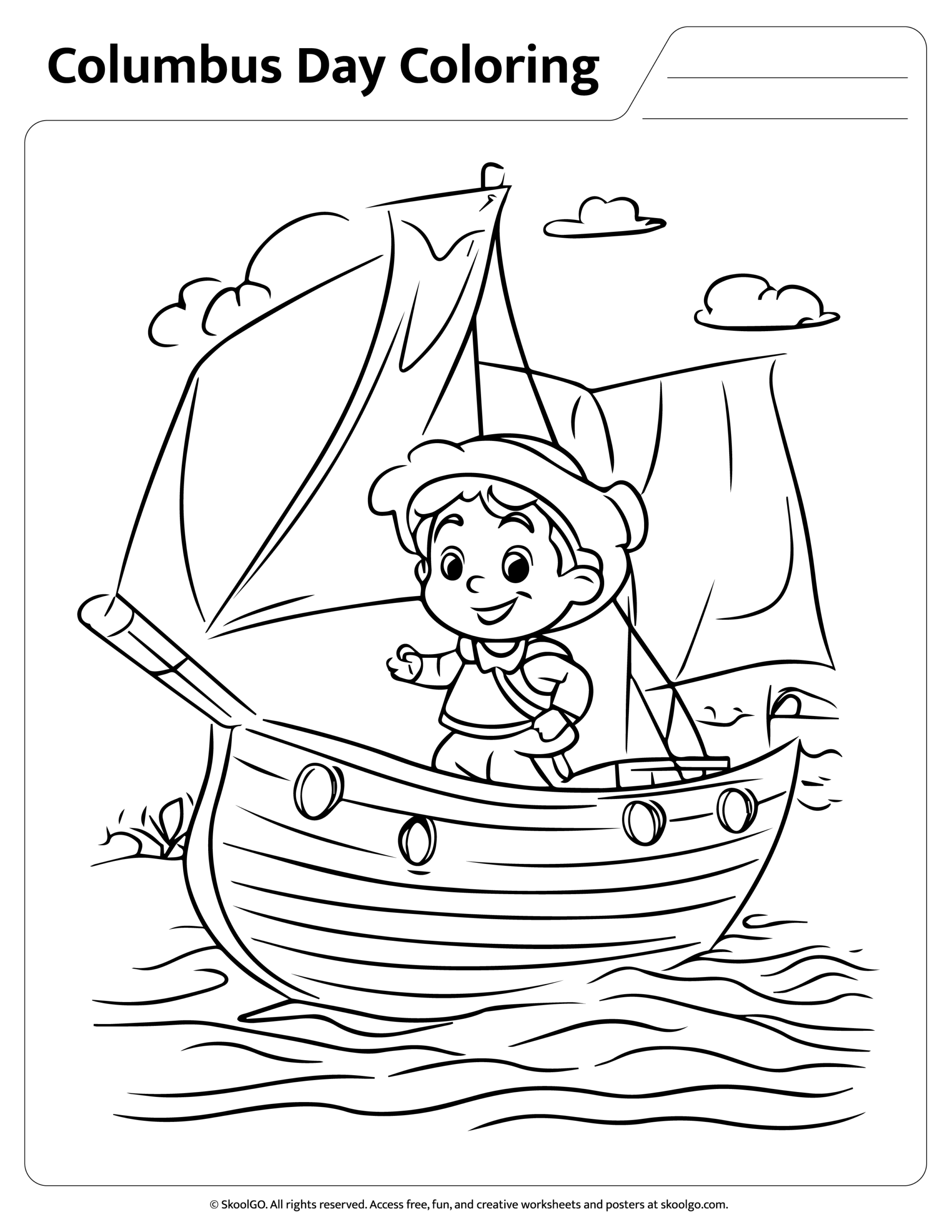 Free Columbus Day Coloring Page For Kids SKOOLGO Columbus Day Coloring Pages For Kids Made By Teachers