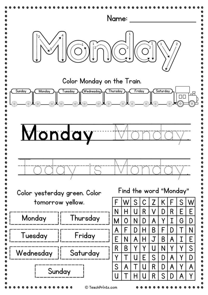 Free Days Of The Week Worksheets Teach Prints Cool Learn Days Of The Week Activity Worksheets For Kids Made By Teachers