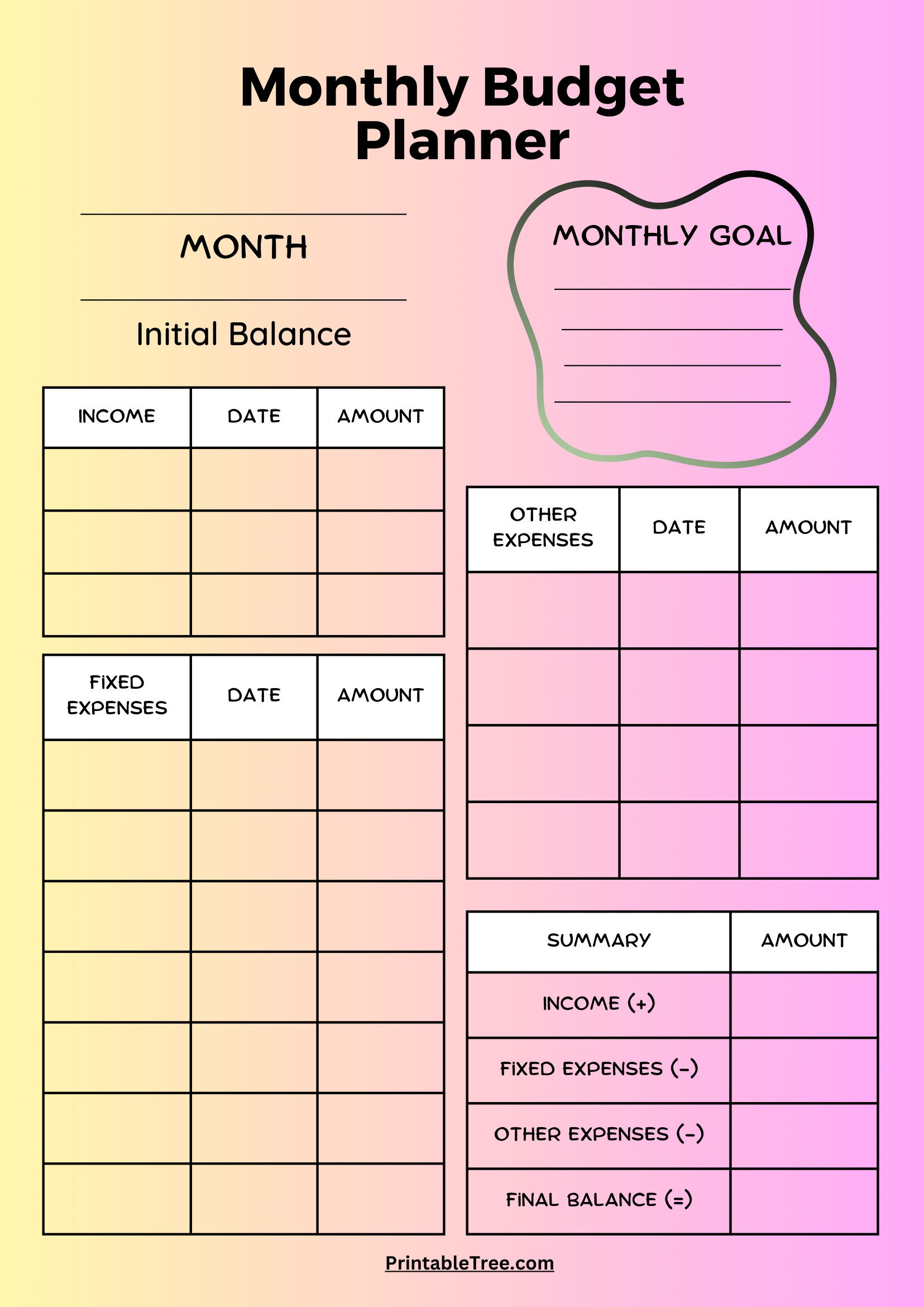 Free Download Printable Monthly Budget Planner PDF Templates Printable Monthly Budget Free Google Sheets Excel Template Gdoc Io