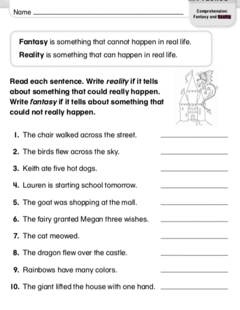 Free Fantasy And Reality Worksheet Download Free Fantasy And Reality Worksheet Png Images Free Worksheets On Clipart Library