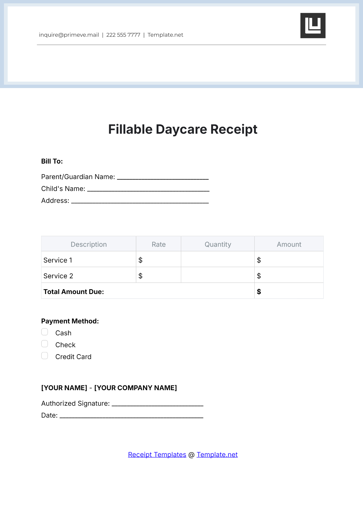 Free Fillable Daycare Receipt Template To Edit Online