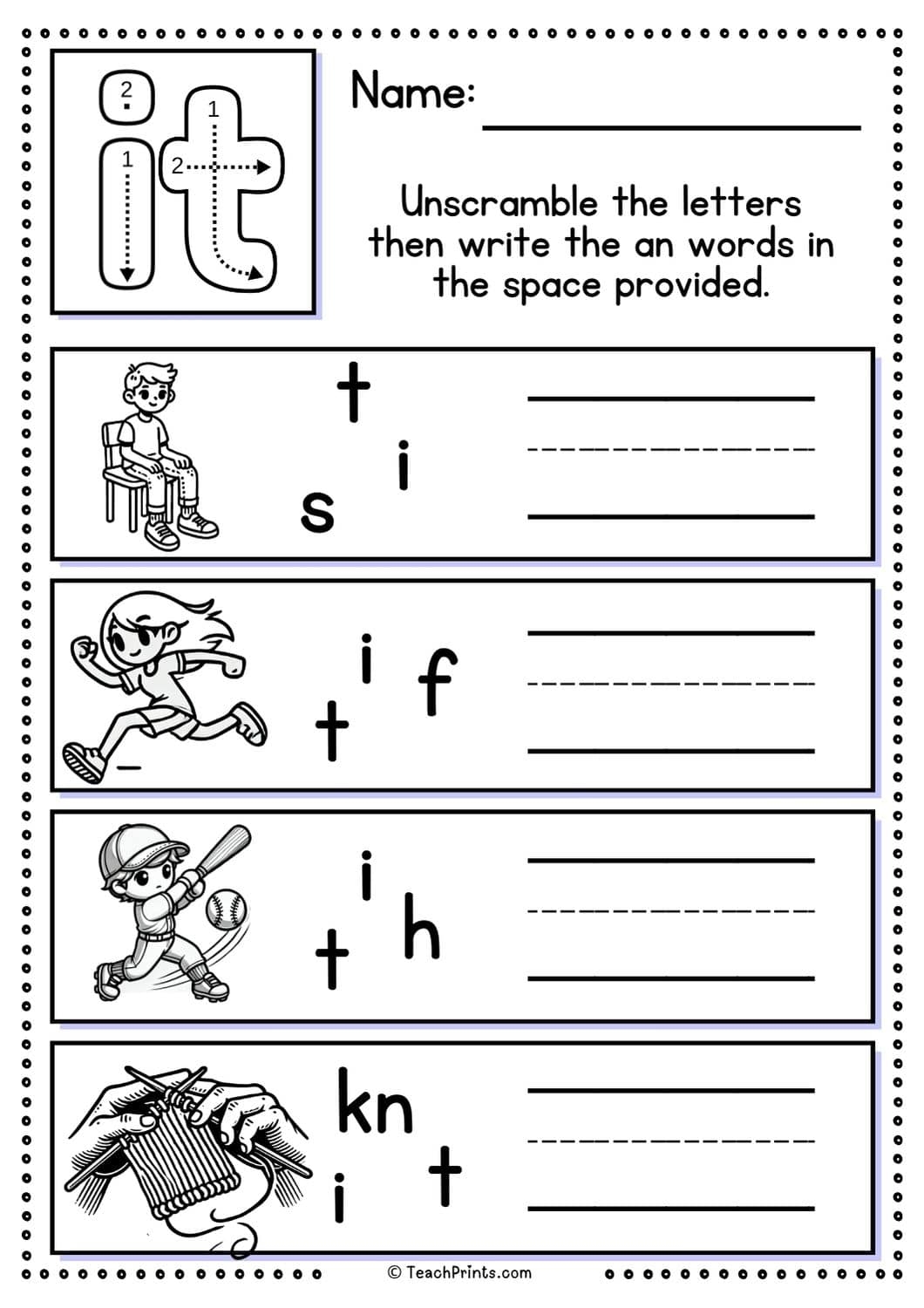 Free It Word Family Worksheets Teach Prints Pronouns Worksheet Free Printable Digital PDF