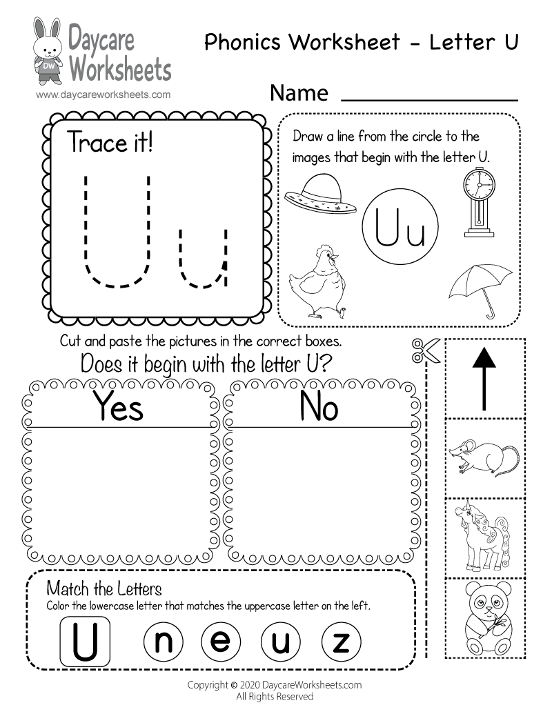 Free Letter U Phonics Worksheet For Preschool Beginning Sounds Free Letter U Phonics Worksheet For Preschool Beginning Sounds