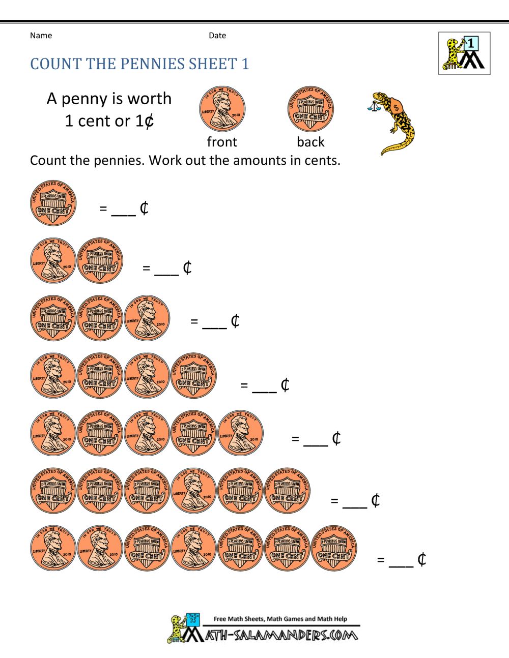 Free Math Money Worksheets 1st Grade Kindergarten Money Worksheets 1st Grade