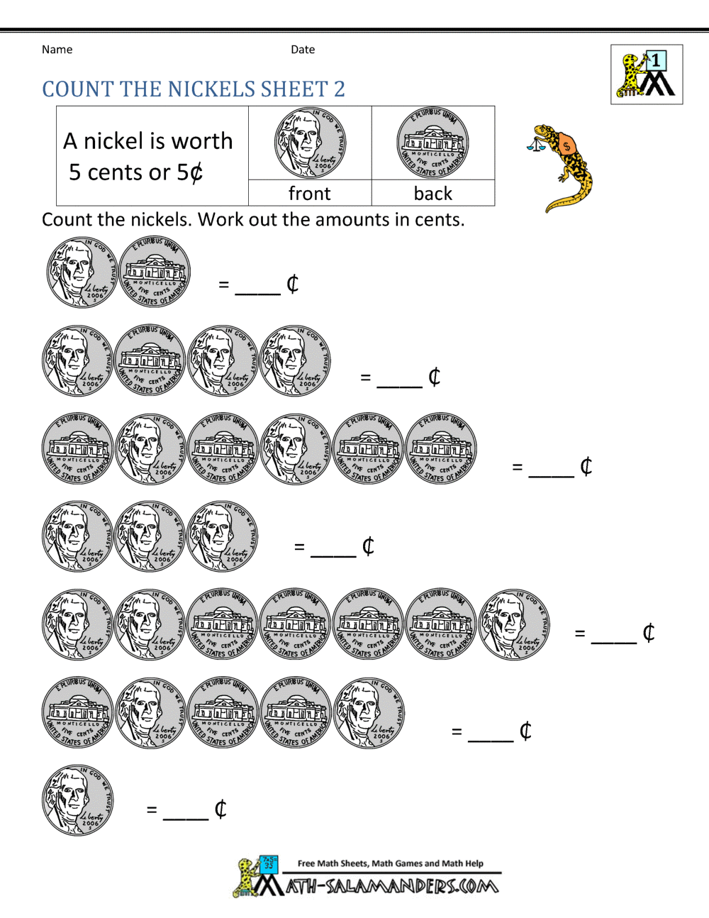 Free Math Money Worksheets 1st Grade Free Math Money Worksheets 1st Grade