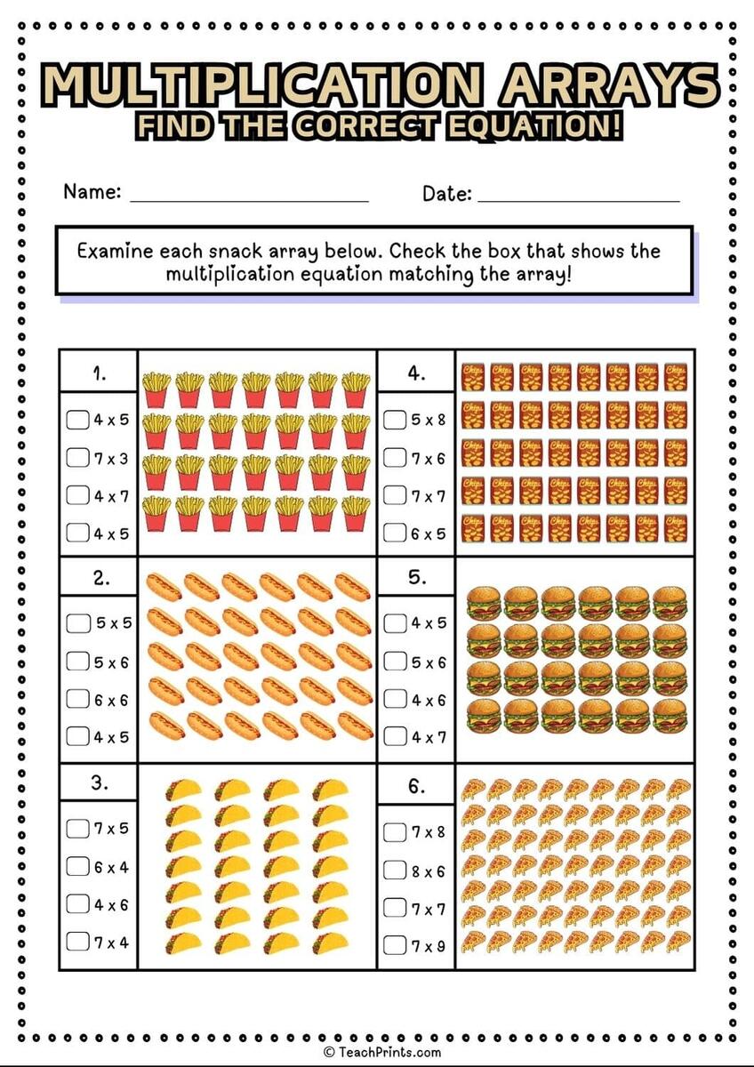 Free Multiplication Arrays Worksheets Teach Prints Free Multiplication Arrays Worksheets Teach Prints