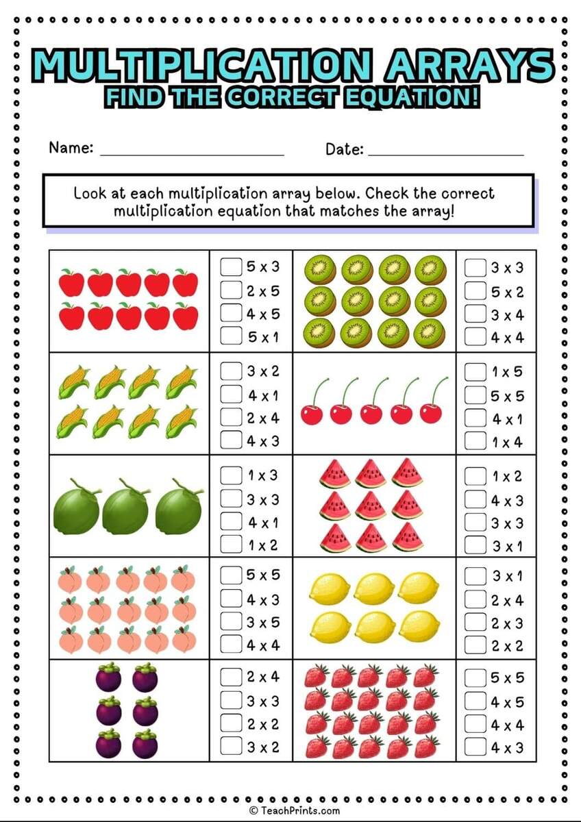 Free Multiplication Arrays Worksheets Teach Prints Free Multiplication Arrays Worksheets Teach Prints