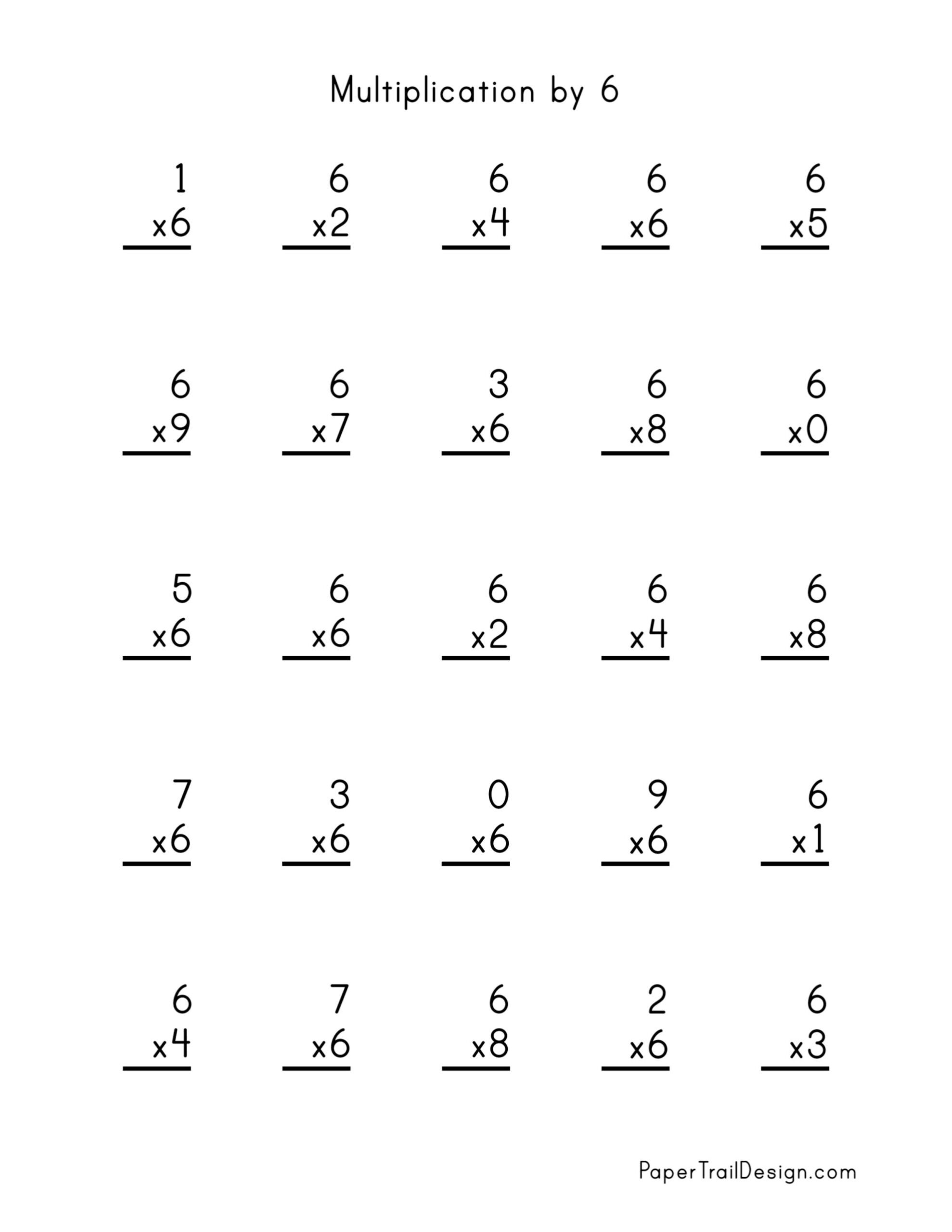 Free Multiplication Worksheet 6s Worksheets4Free