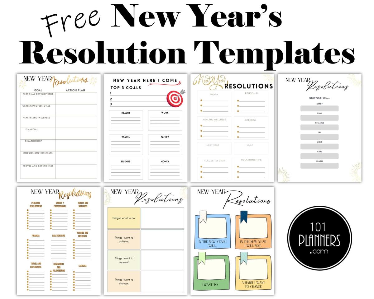 FREE New Year S Resolution Template