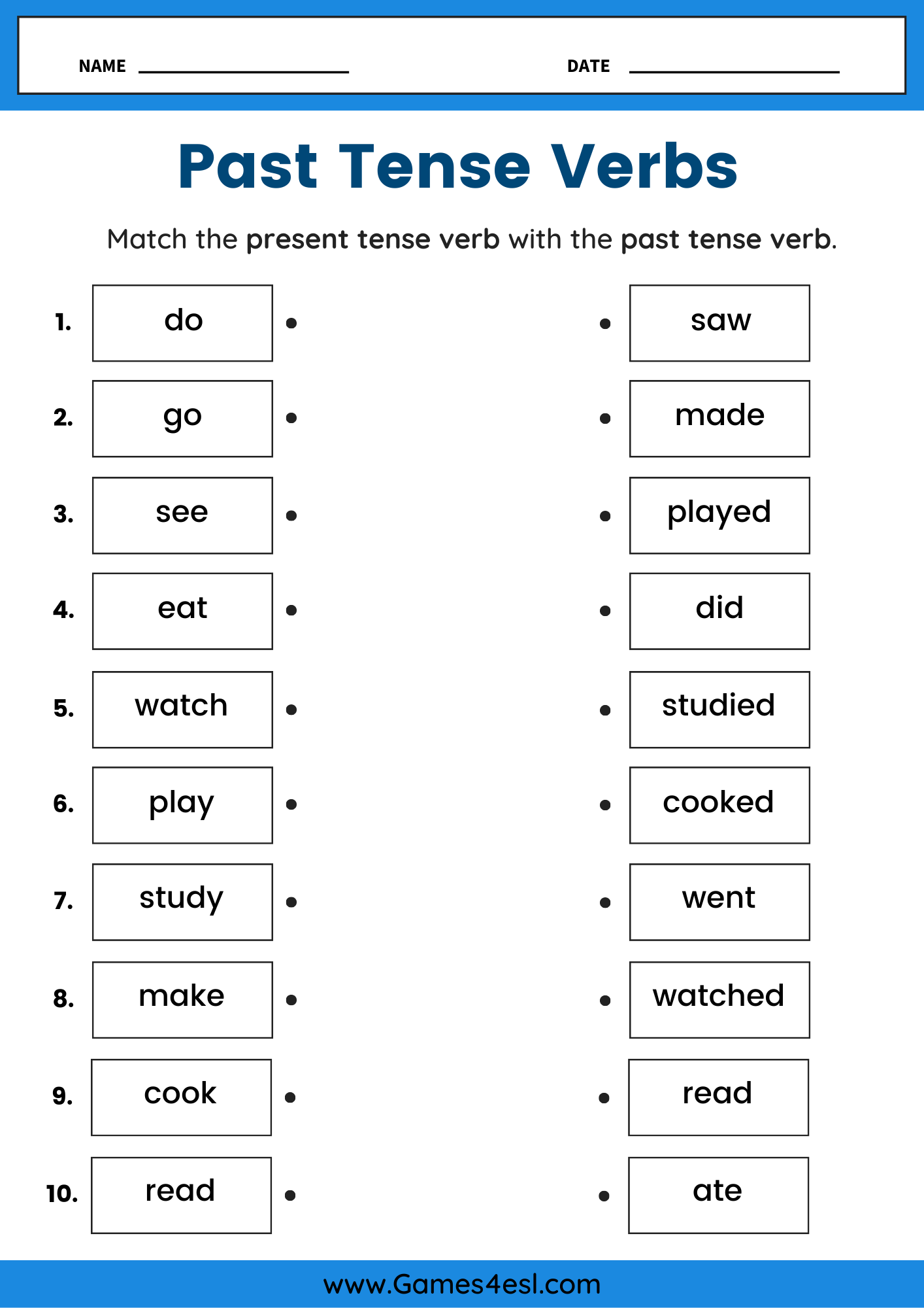 Free Past Tense Worksheets For ESL Classes Games4esl Simple Present Tense Worksheet 3 Free Downloadable Worksheets
