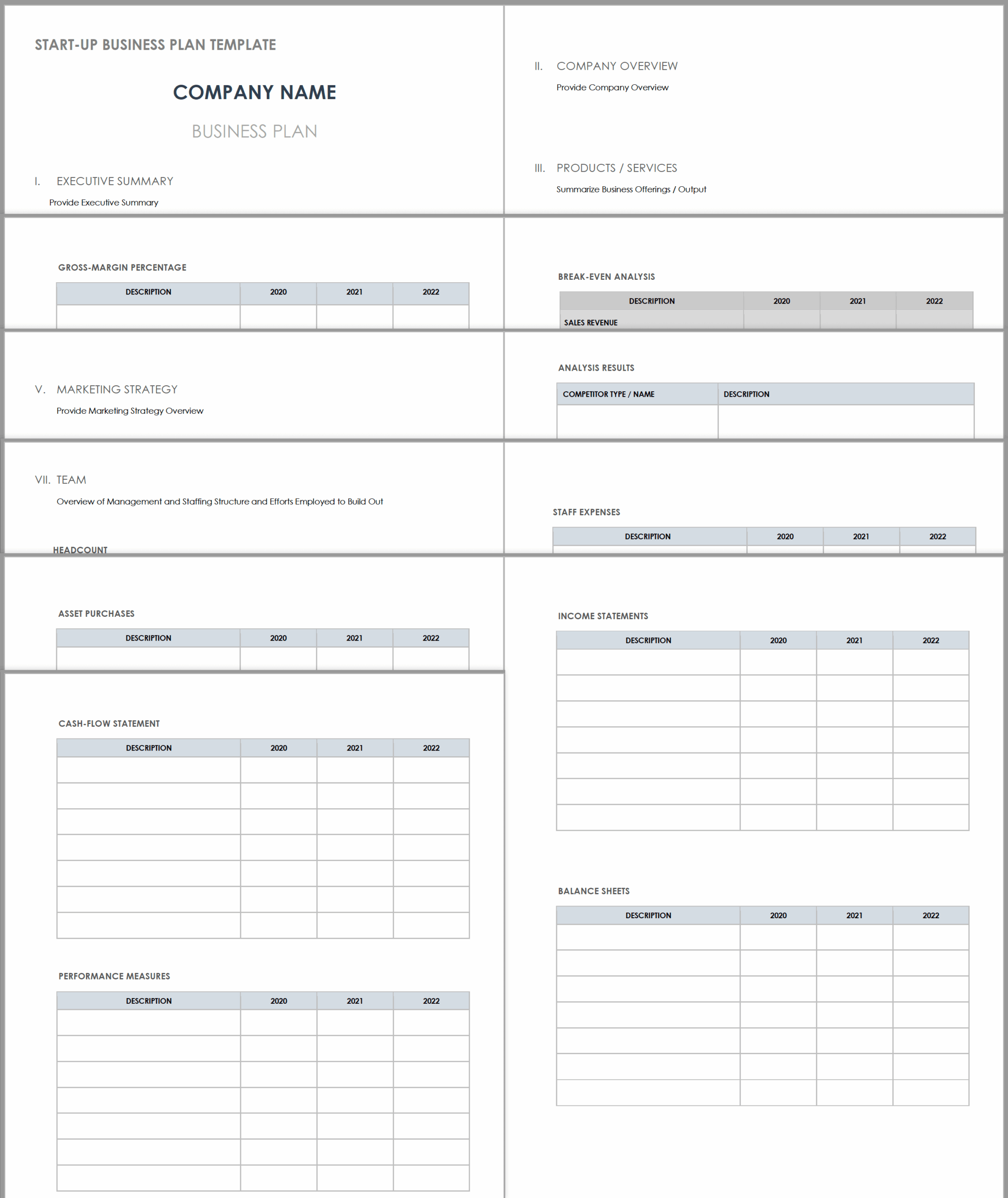 Free PDF Business Plan Templates Smartsheet