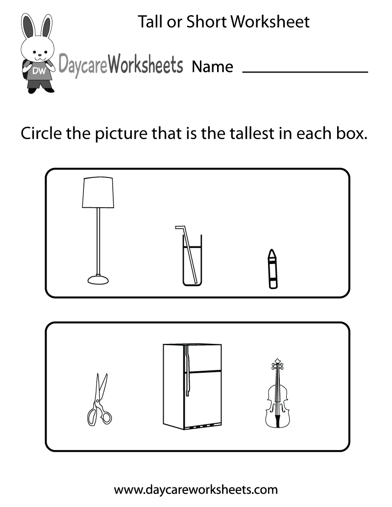 Free Preschool Tall Or Short Worksheet Free Preschool Tall Or Short Worksheet