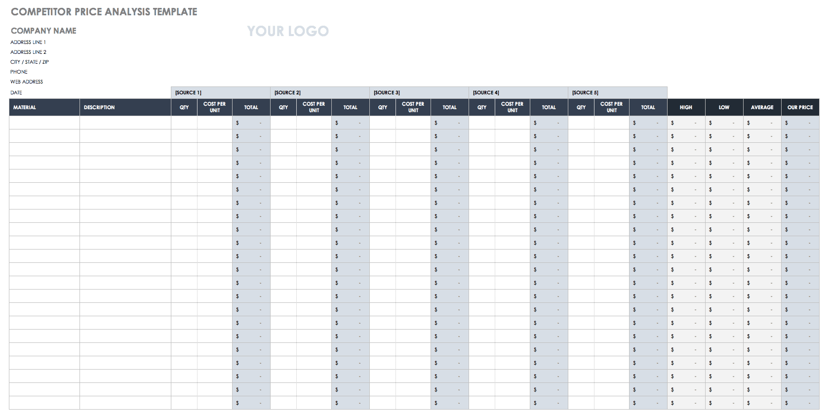 Free Price Comparison Templates Smartsheet Free Price Comparison Templates Smartsheet