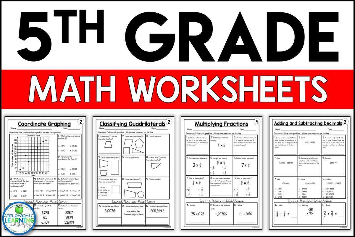 Free Printable 5th Grade Common Core Math Worksheets Appletastic Learning Free Printable Multiplication Worksheet For Fifth Grade
