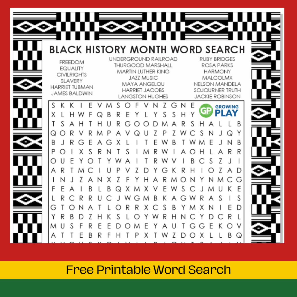 Free Printable Black History Month Word Search Growing Play Black History Month Coloring Sheets Free Printable Collection