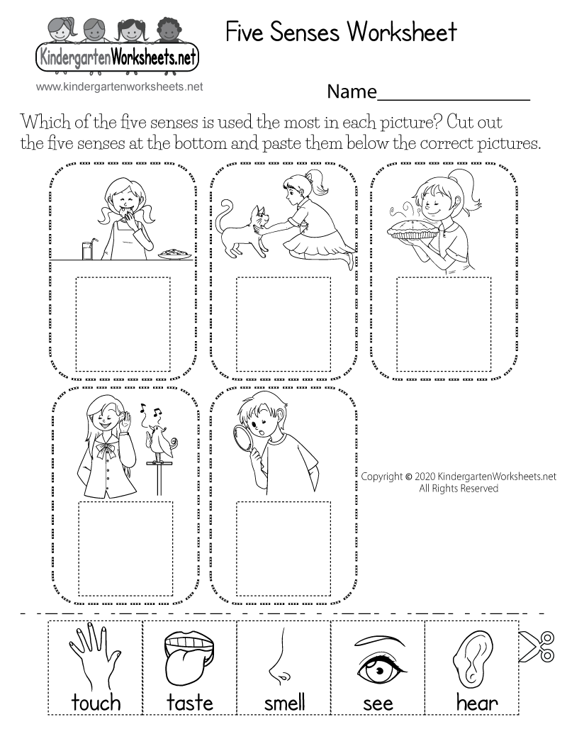 Five Senses Cut And Paste Worksheet For Kindergarten And ESL Students Free Download Ezpzlearn