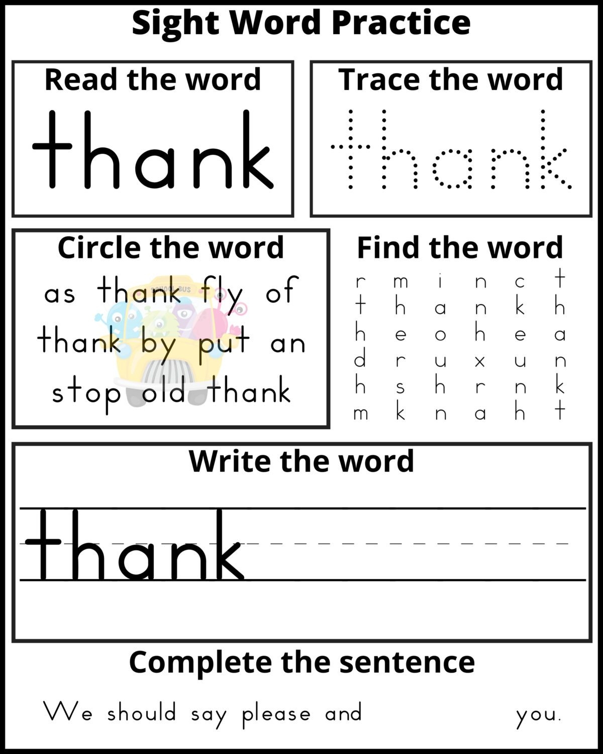 FREE Sight Word The Printable Worksheet MyTeachingStation