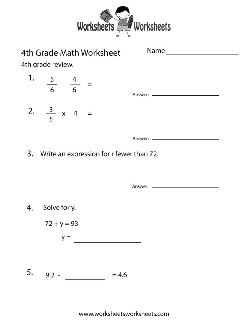 Free Printable Fourth Grade Math Practice Worksheet Worksheets Library Patterns Of Stars Activity Answer Key 4th Grade Earth Space Science Classful