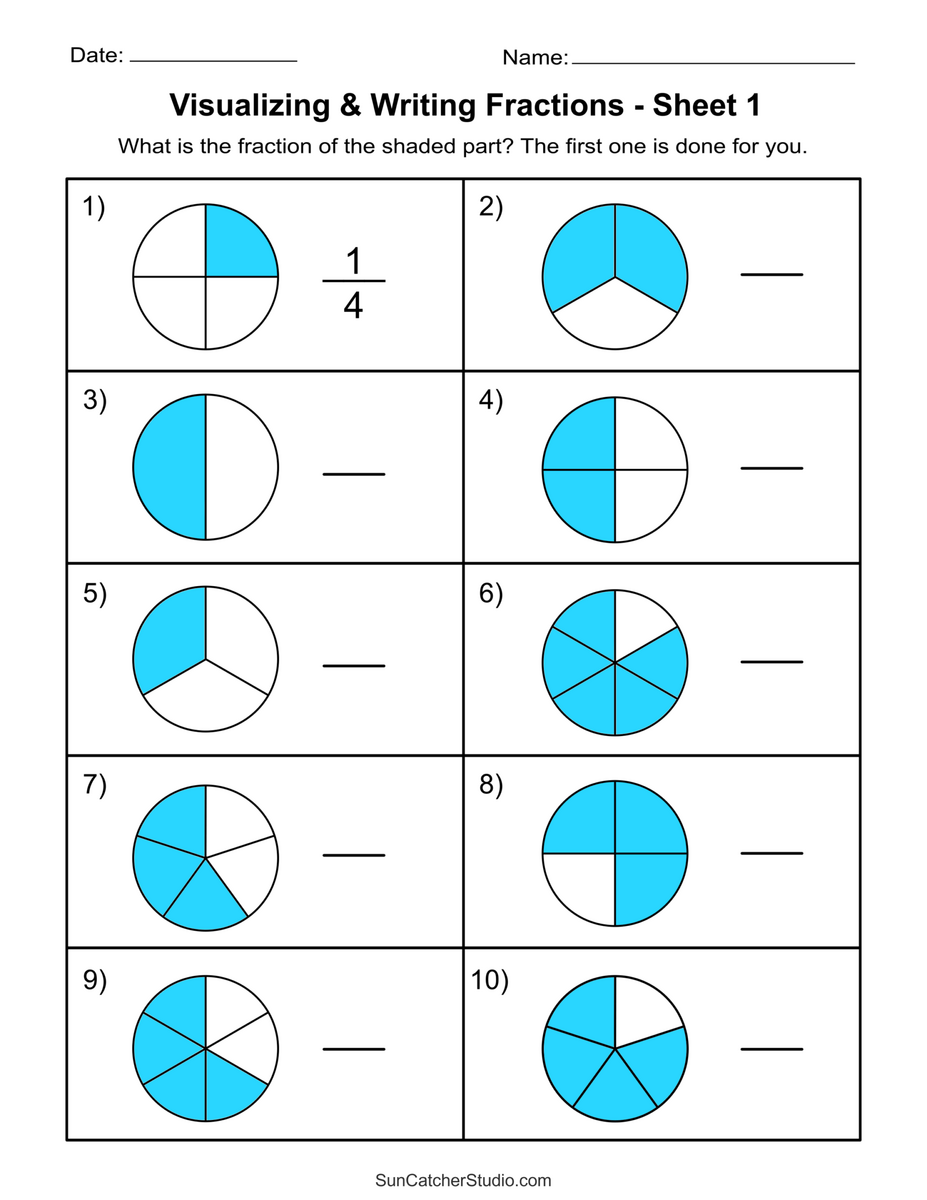 Free Printable Fractions Worksheets Comparing Identifying Free Printables Lettering SVG Files Tools Apps