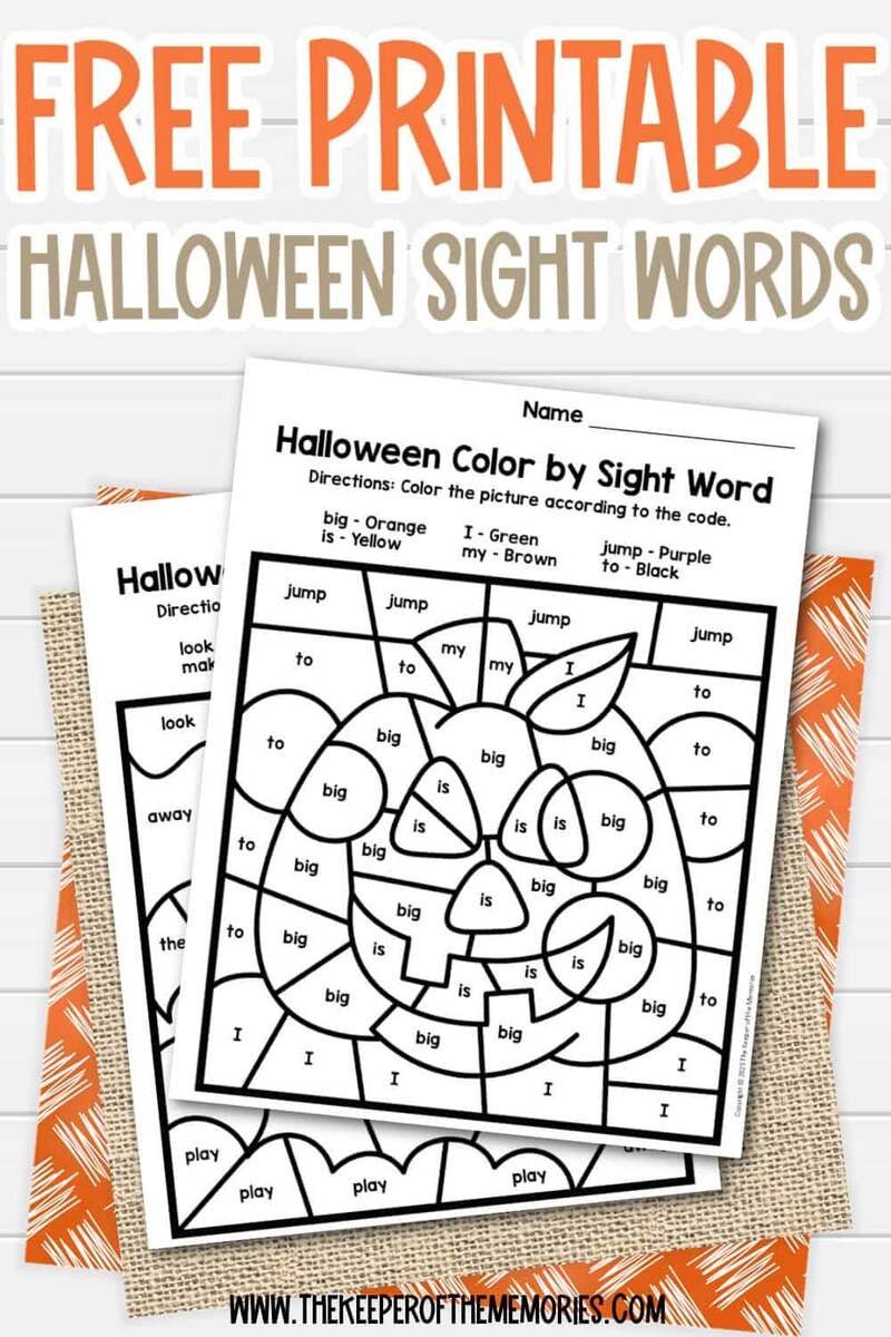 Free Printable Halloween Color By Sight Word The Keeper Of The Memories Free Printable Halloween Color By Sight Word The Keeper Of The Memories