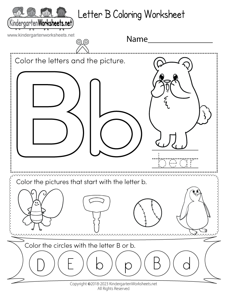Free Printable Letter B Coloring Worksheet Letter B Free Worksheets TeachersMag