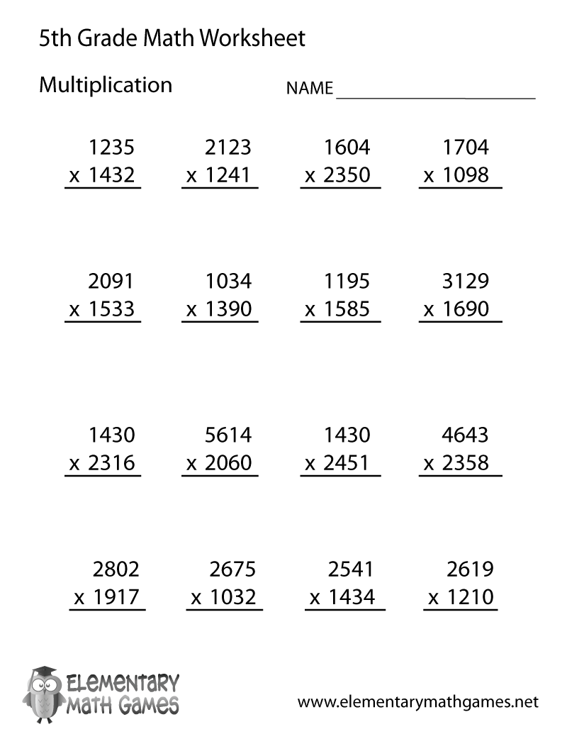 Free Printable Multiplication Worksheet For Fifth Grade Free Printable Multiplication Worksheet For Fifth Grade
