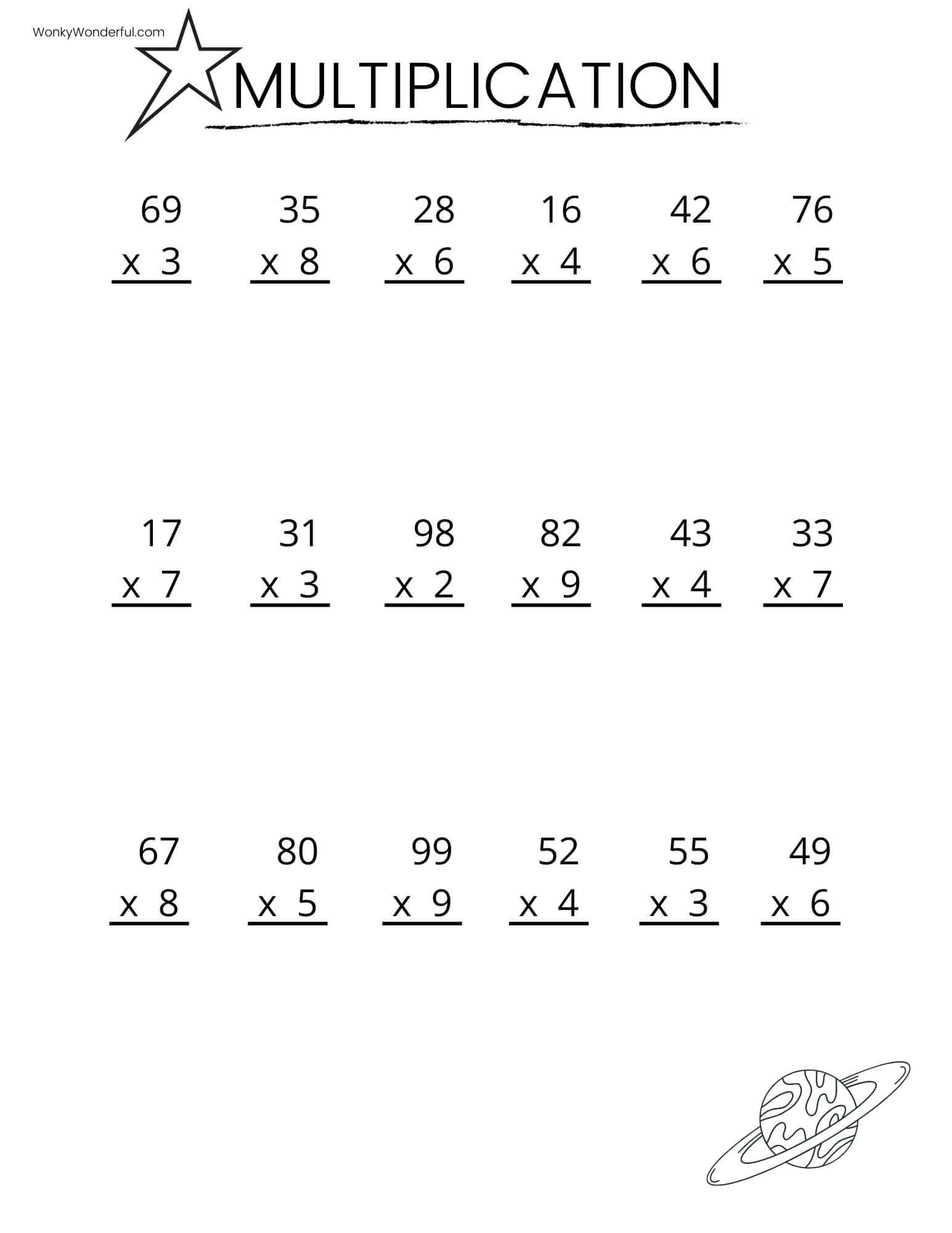 FREE PRINTABLE MULTIPLICATION WORKSHEETS WonkyWonderful Maths Worksheets Free Printable PDF For Kindergarten