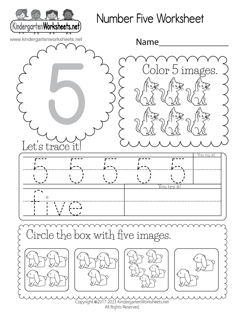 Free Printable Number Five Worksheet Free Printable Number Five Learning Worksheet For Preschool