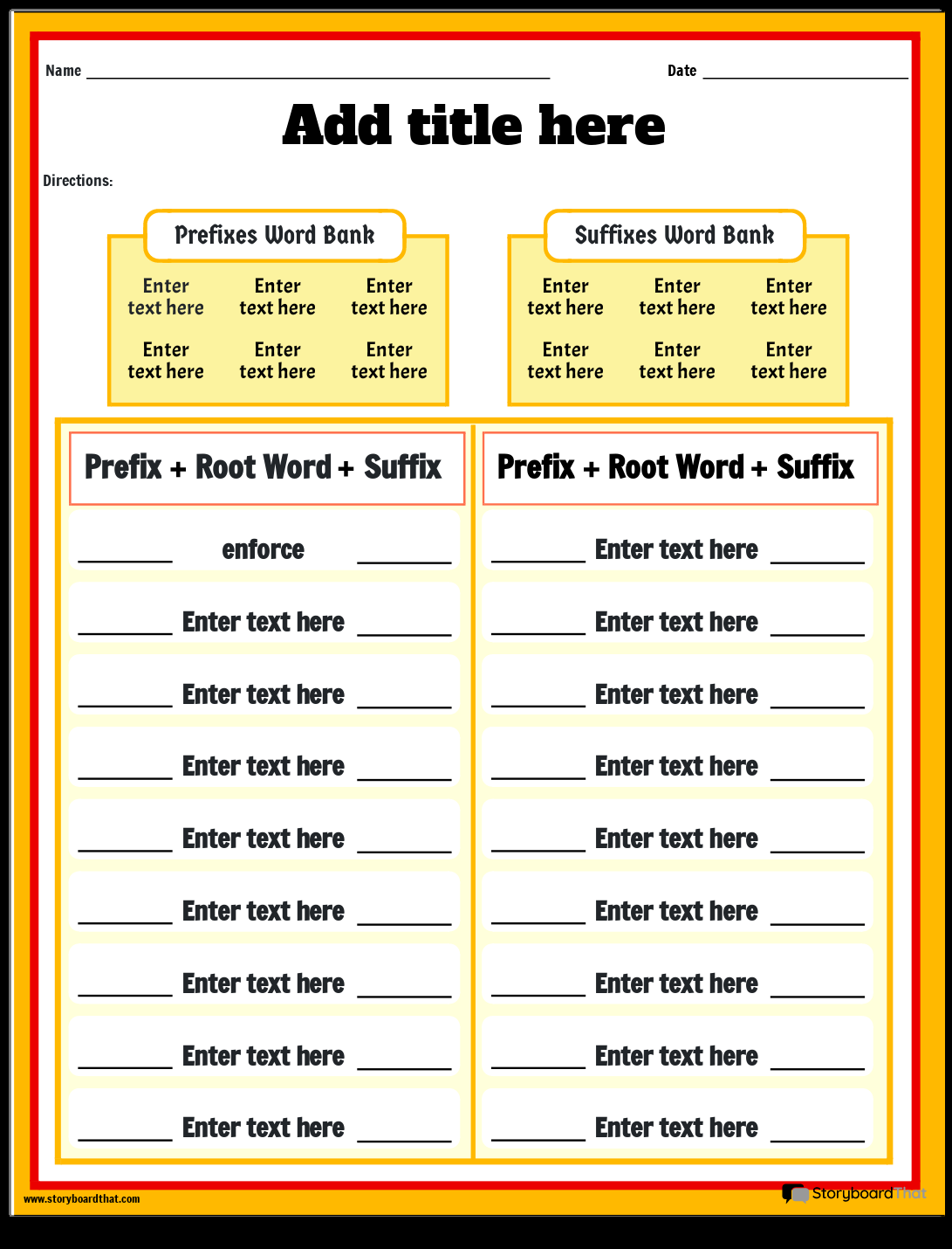 Free Printable Prefix And Suffix Worksheet Storyboard