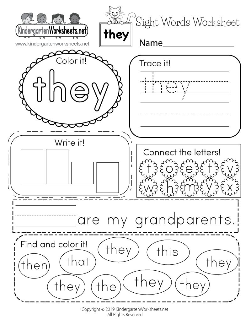 Free Printable Sight Word They Worksheet Free Printable Sight Word They Worksheet