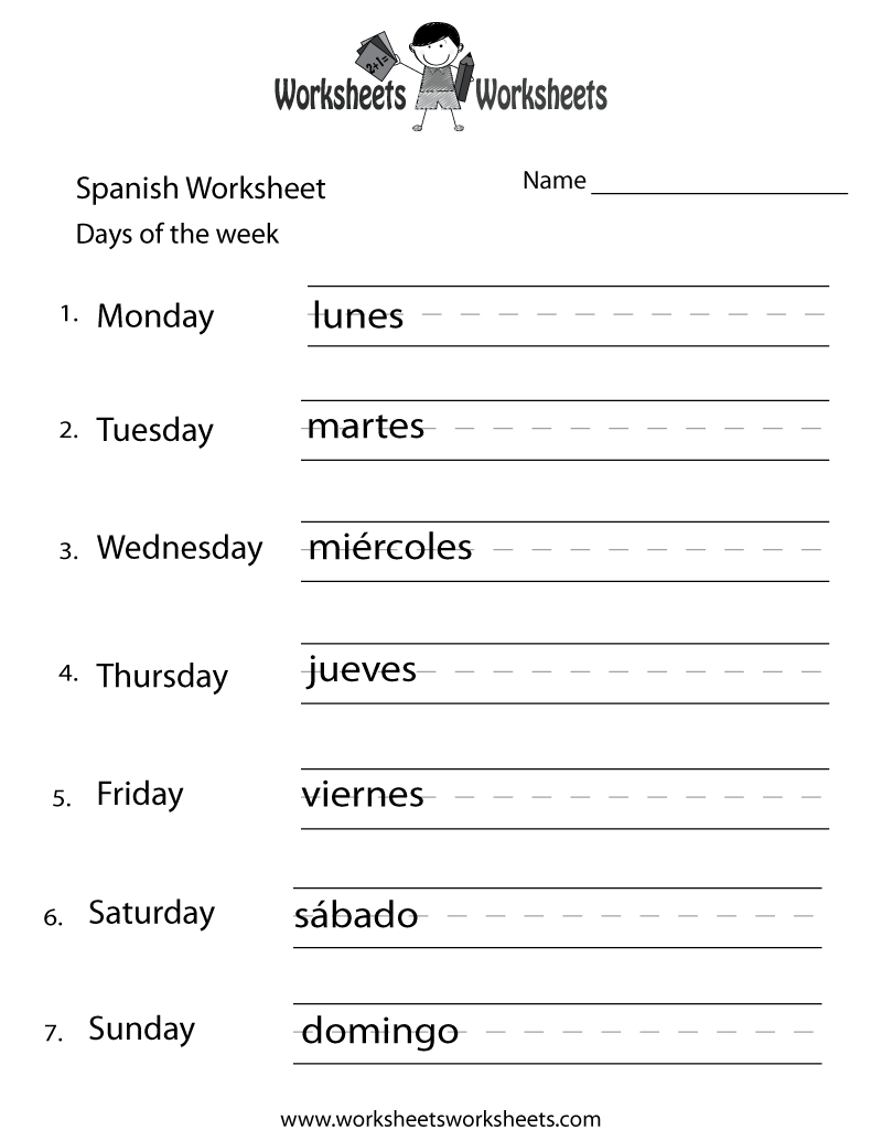 Free Printable Spanish Days Of The Week Worksheet Worksheets Library Free Printable Spanish Days Of The Week Worksheet Worksheets Library