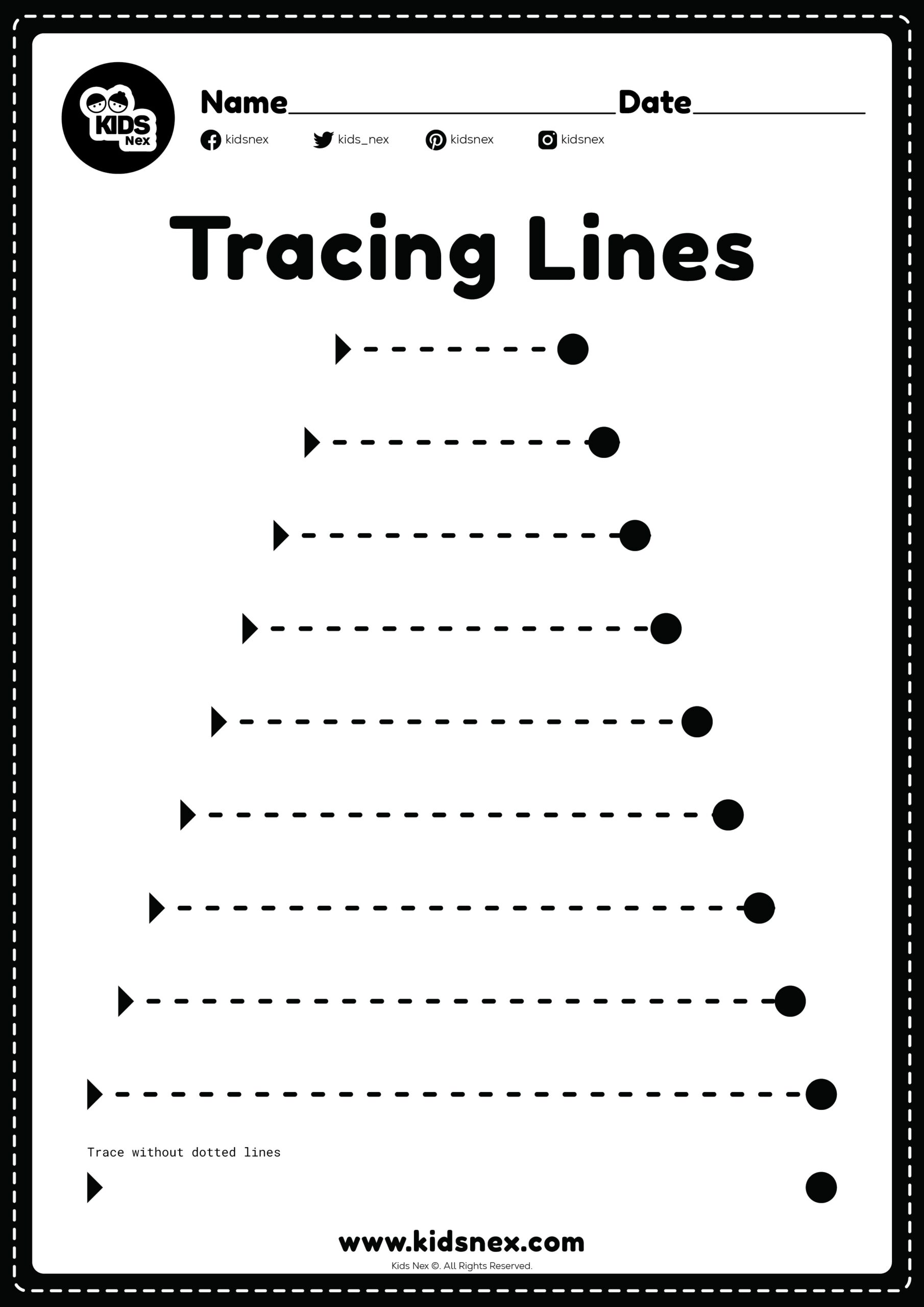 Standing And Sleeping Lines Tracing Worksheet Free Printable KidsNex