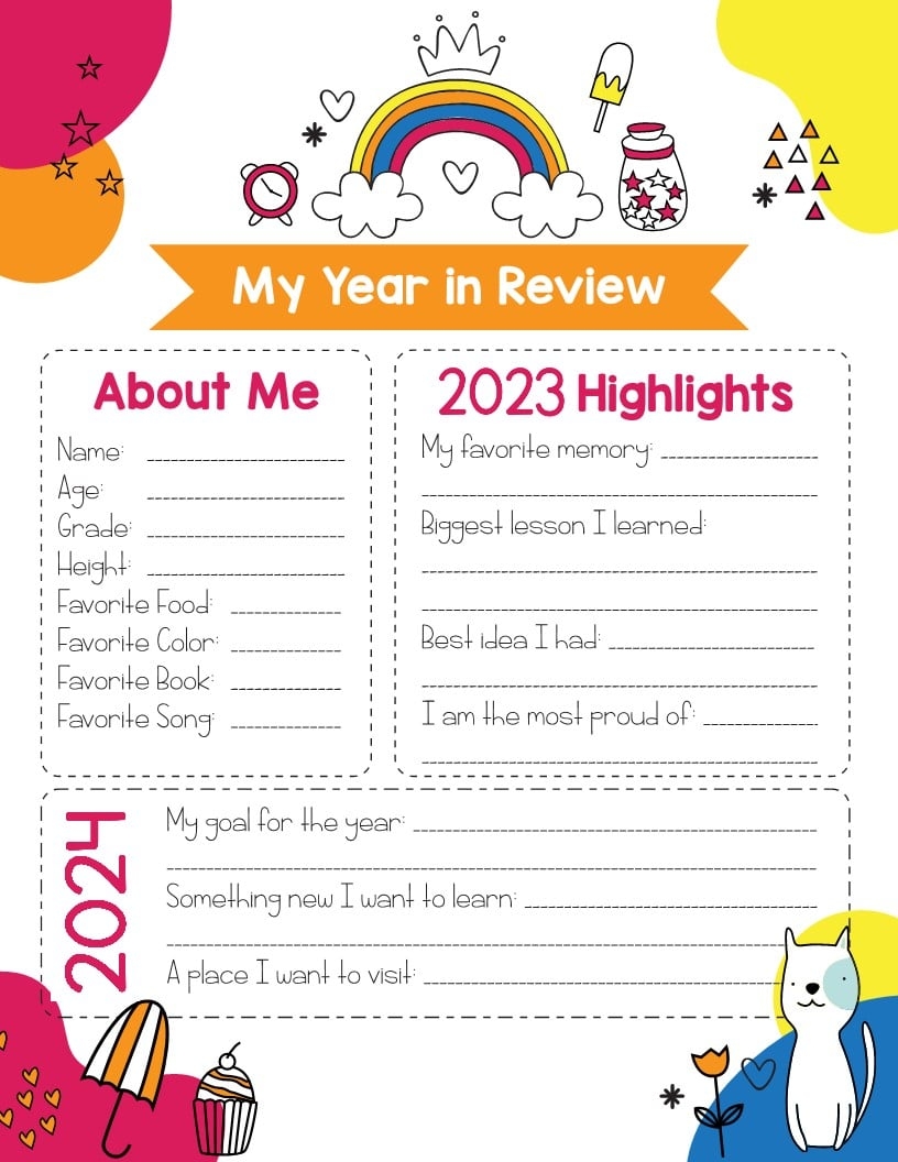 Free Printable Year In Review For Kids Free Printable Year In Review For Kids